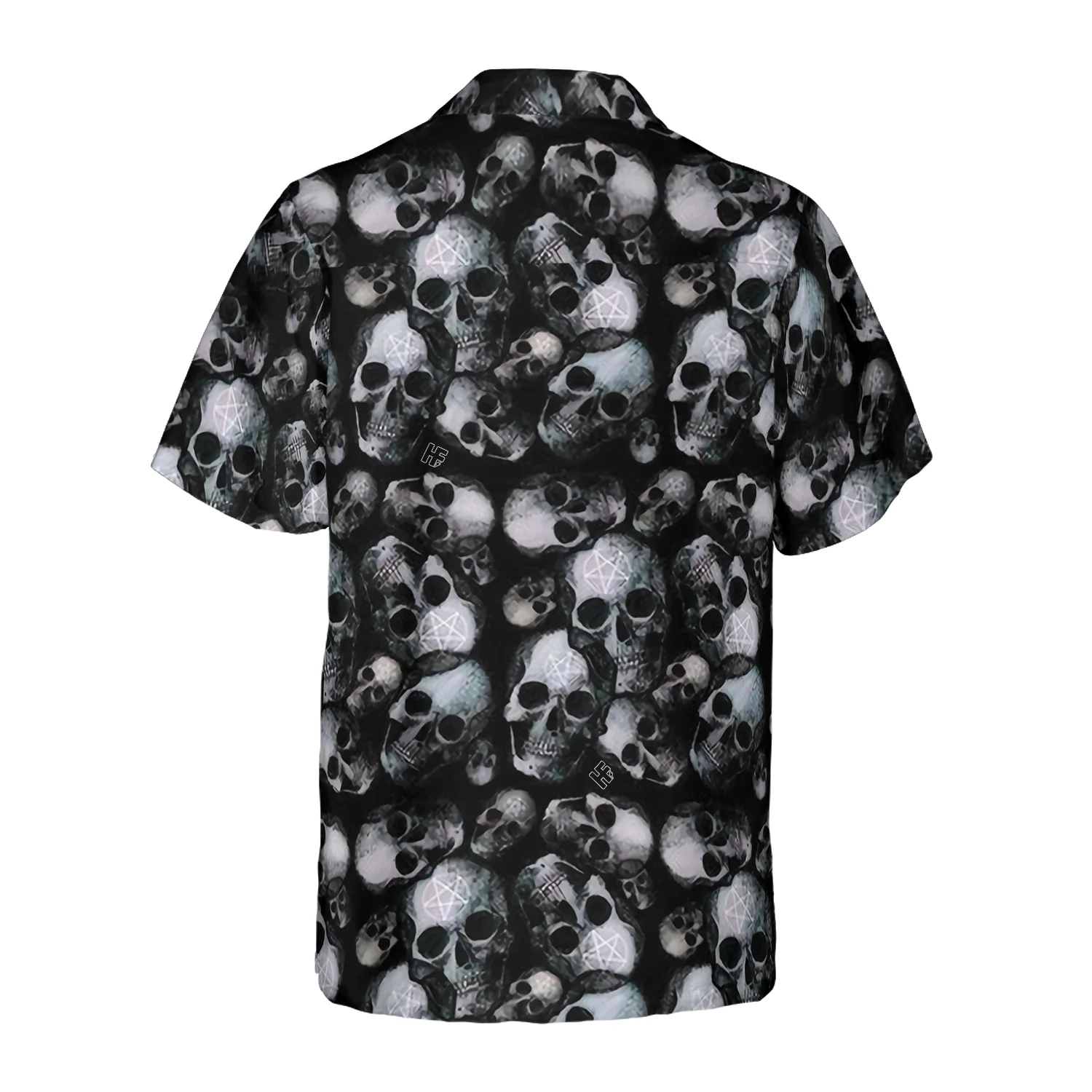 Pentagram Gothic Skull Hawaiian Shirt Black Skull Pattern All Over Print Hawaiian Shirt Aloha Shirt For Men and Women