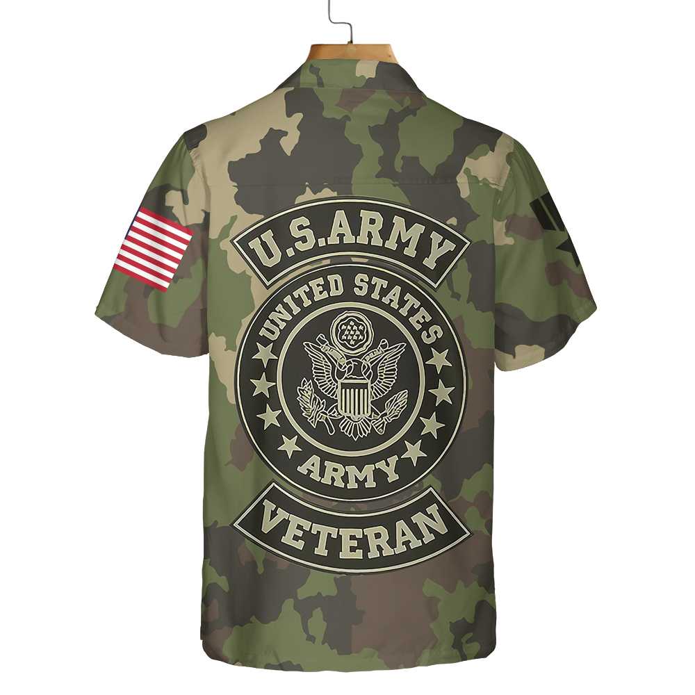 US Army Veteran Hawaiian Shirt Green Camouflage Army Veteran Shirt Aloha Shirt For Men and Women