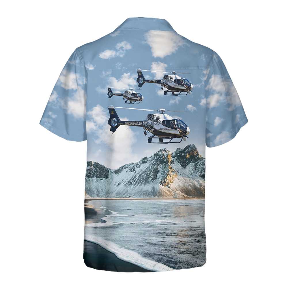 Helicopter On Ocean Background Hawaiian Shirt Unique Helicopter Shirt Aloha Shirt For Men and Women