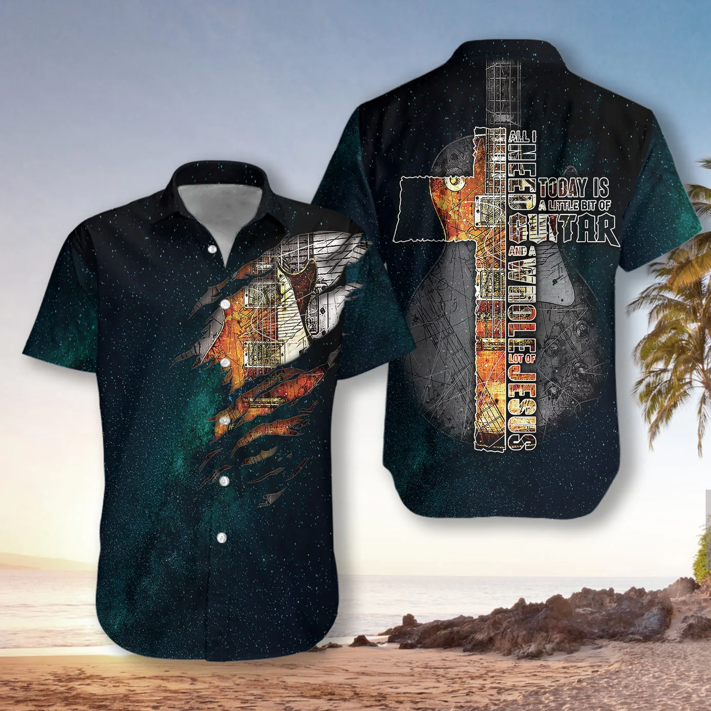 All I Need Today Is A Little Bit Of Guitar Hawaiian Shirt Aloha Shirt For Men and Women