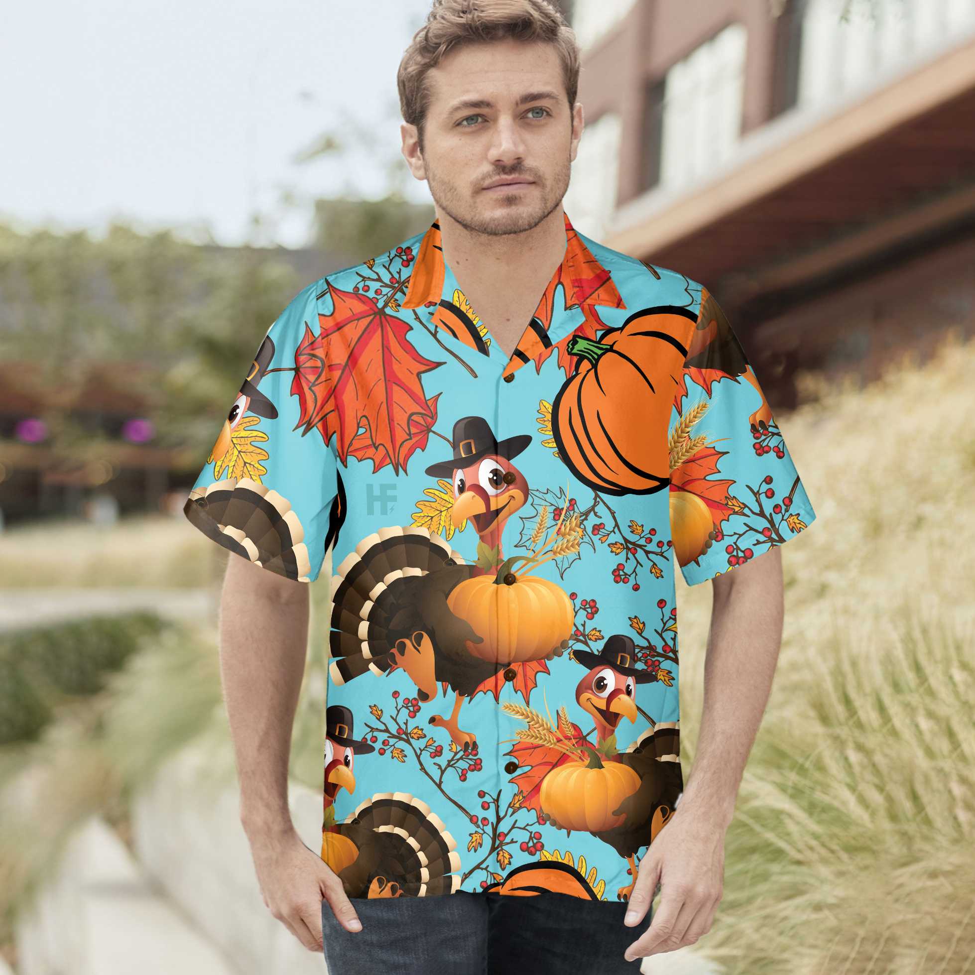 Turkey Thanksgiving Hawaiian Shirt Funny Pumpkin Turkey Shirt Unique Thanksgiving Gift Aloha Shirt For Men and Women