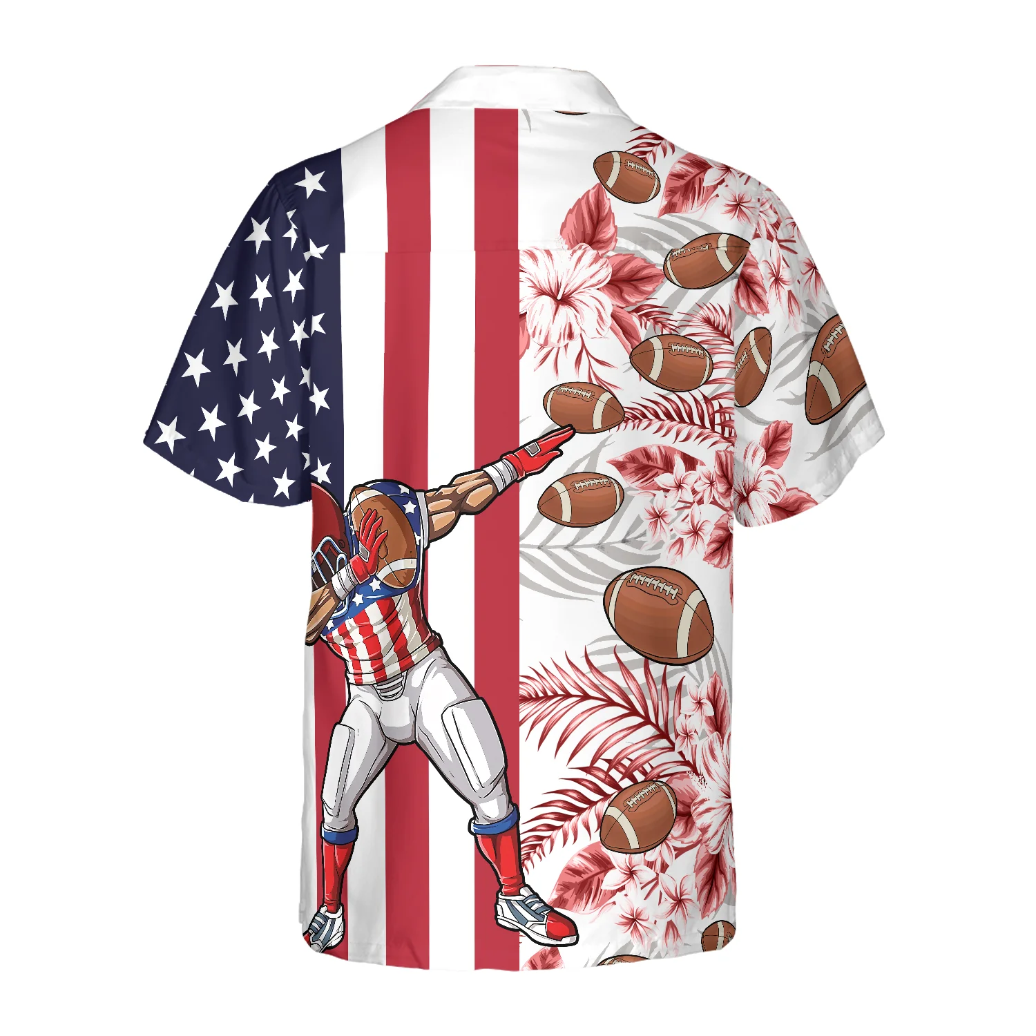 Dabbing Football American Flag Tropical Hawaiian Shirt Aloha Shirt For Men and Women