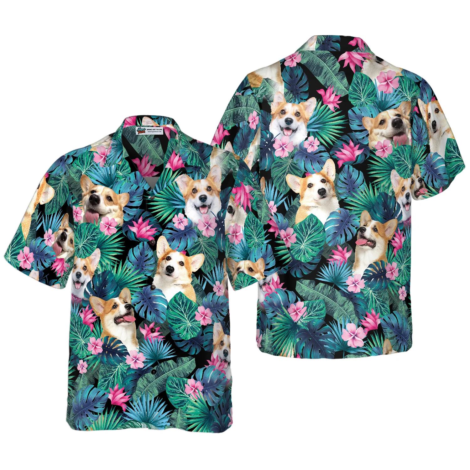 Tropical Corgi Dog Shirt Hawaiian Shirt Aloha Shirt For Men and Women