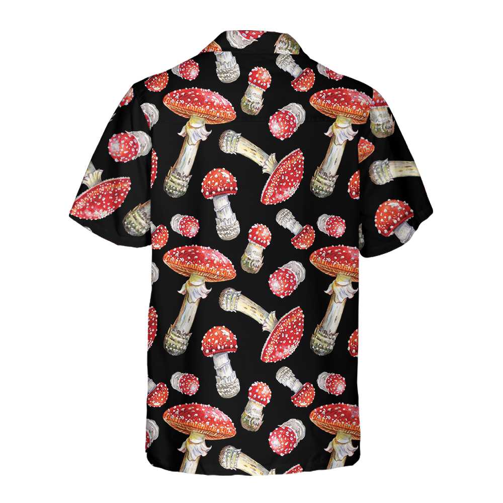 Fly Agaric Mushroom Hawaiian Shirt Red Mushroom Print Shirt  Women Aloha Shirt For Men and Women