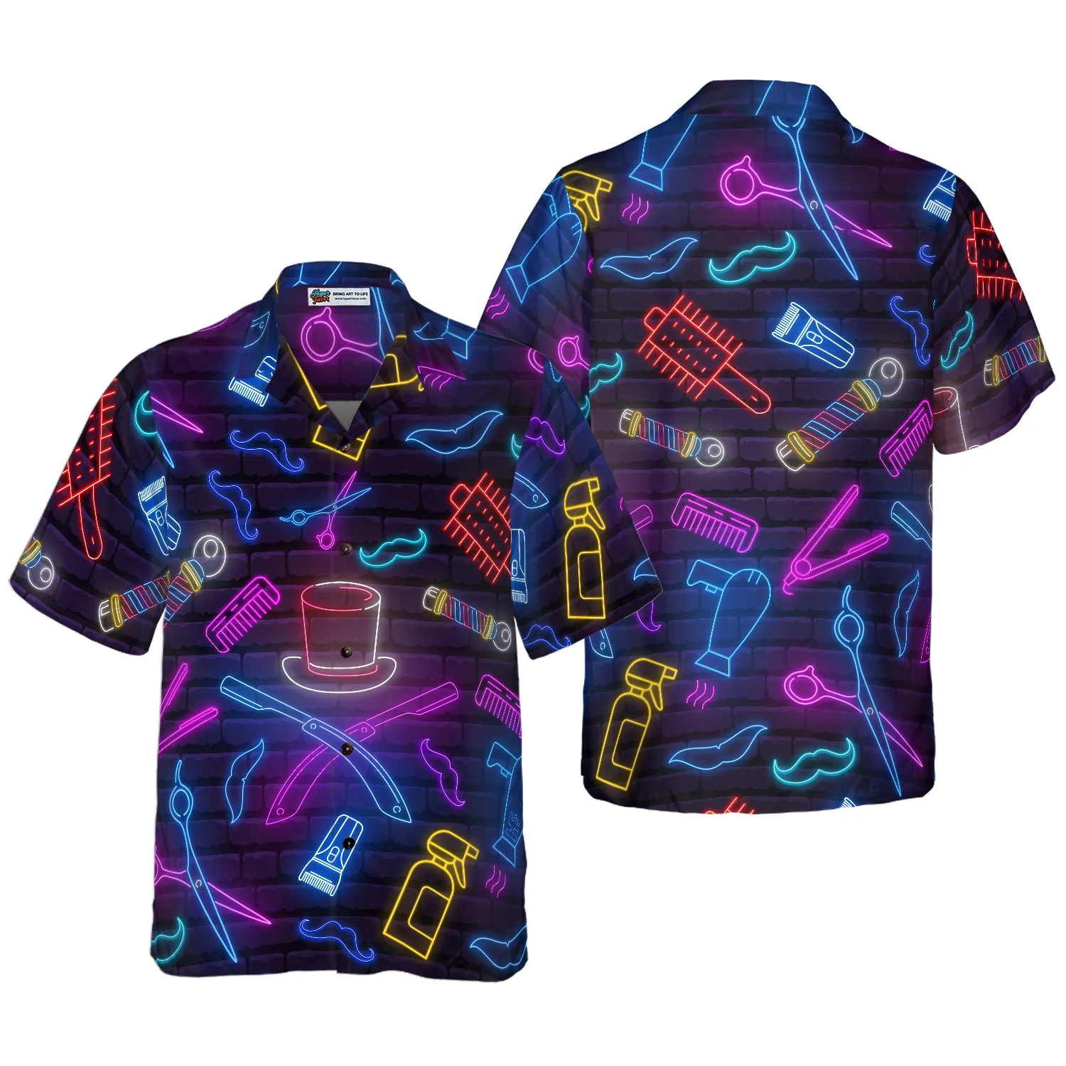 Barber Shop Neon Hawaiian Shirt Aloha Shirt For Men and Women