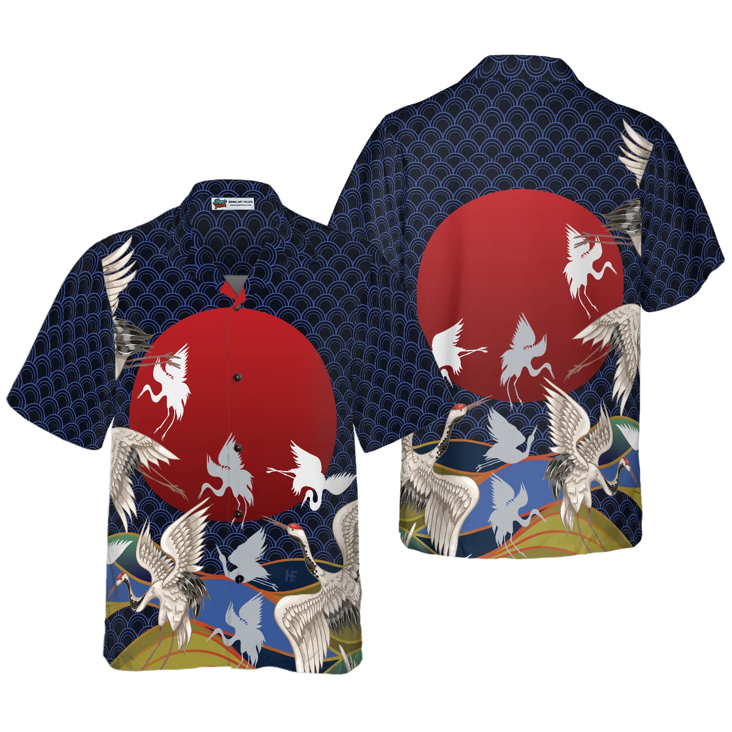 Japanese Cranes Hawaiian Shirt Aloha Shirt For Men and Women