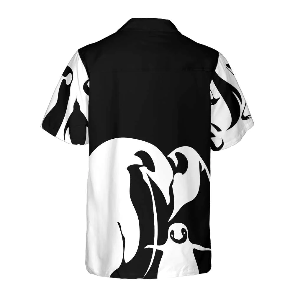 Black And White Penguin Hawaiian Shirt Cool Penguin Shirt Penguin Themed Gift Idea Aloha Shirt For Men and Women