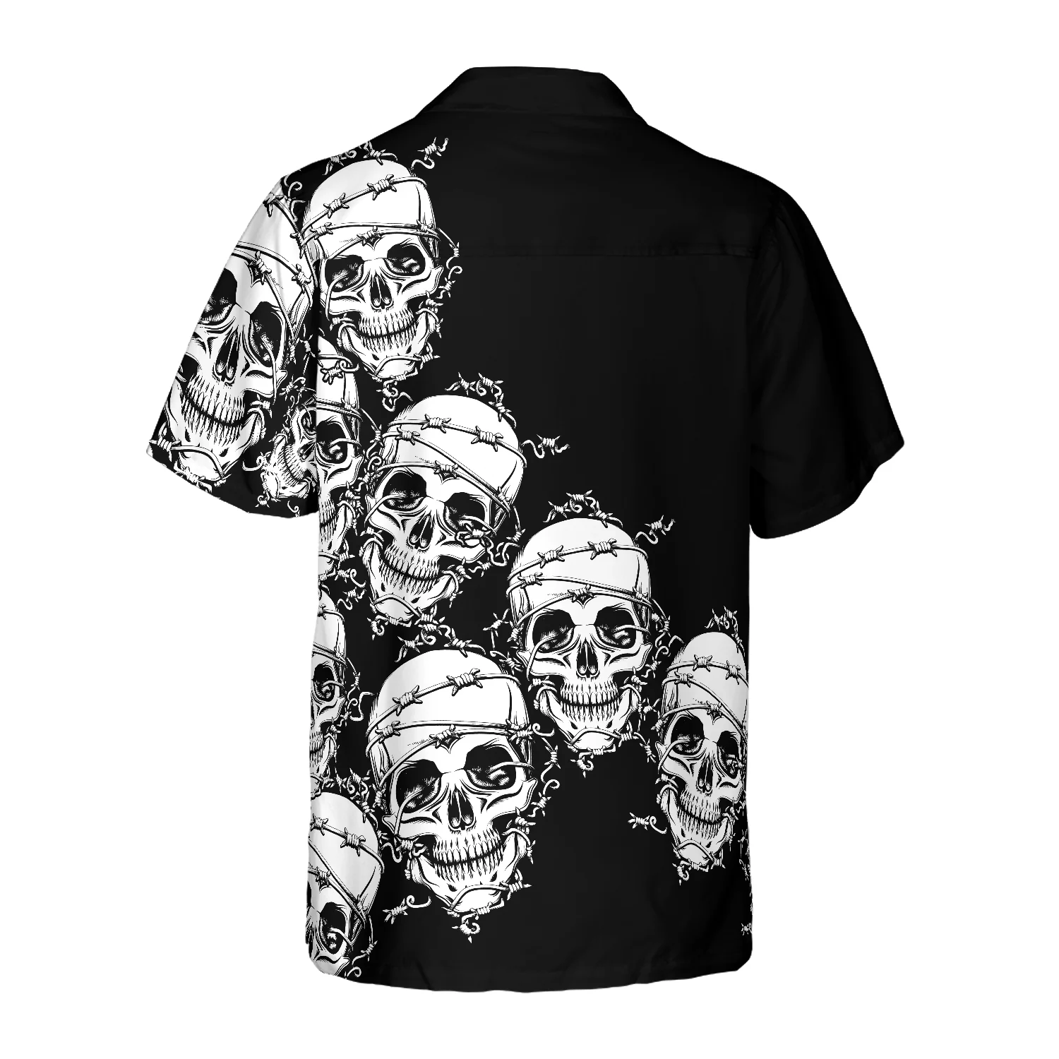 Skull In Barbed Wire Gothic Hawaiian Shirt Black Skull Goth Hawaiian Shirt Aloha Shirt For Men and Women