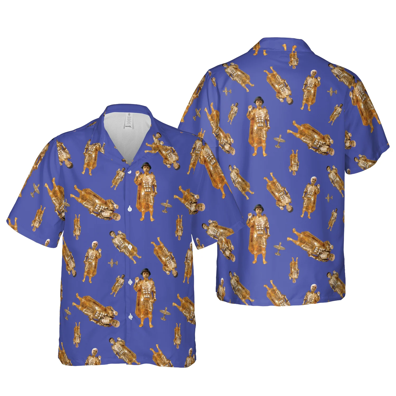 Funny Golden Statue Pattern Hawaiian Shirt Aloha Shirt For Men and Women