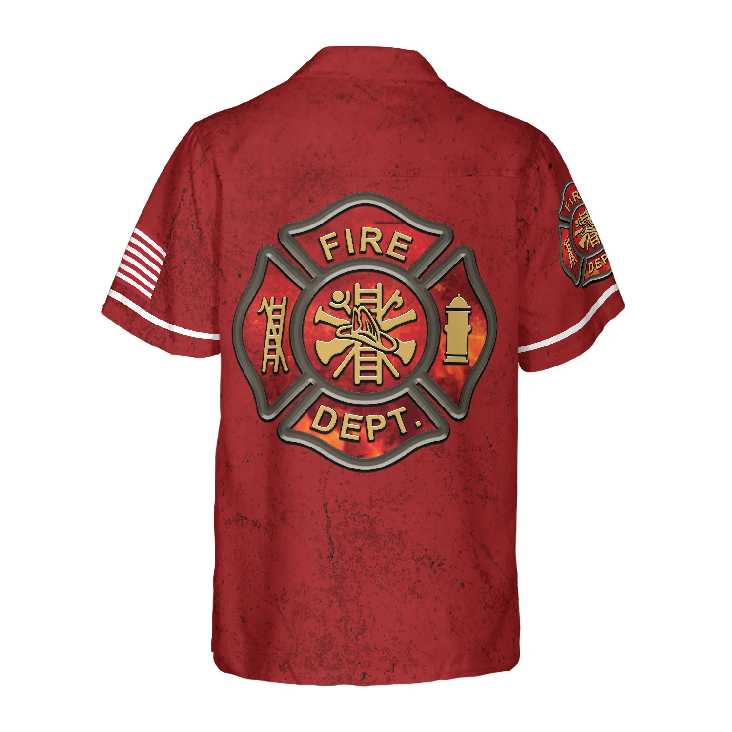 Firefighter Logo Red Background Firefighter Hawaiian Shirt American Flag Firefighter Shirt Aloha Shirt For Men and Women