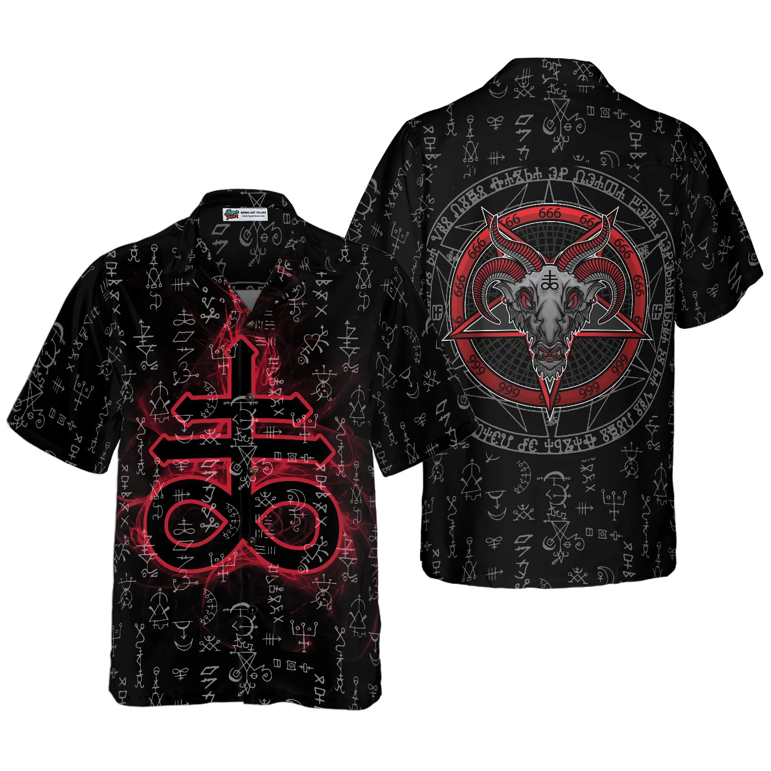 Satanism Magic Circle 666 Sign Hawaiian Shirt Aloha Shirt For Men and Women