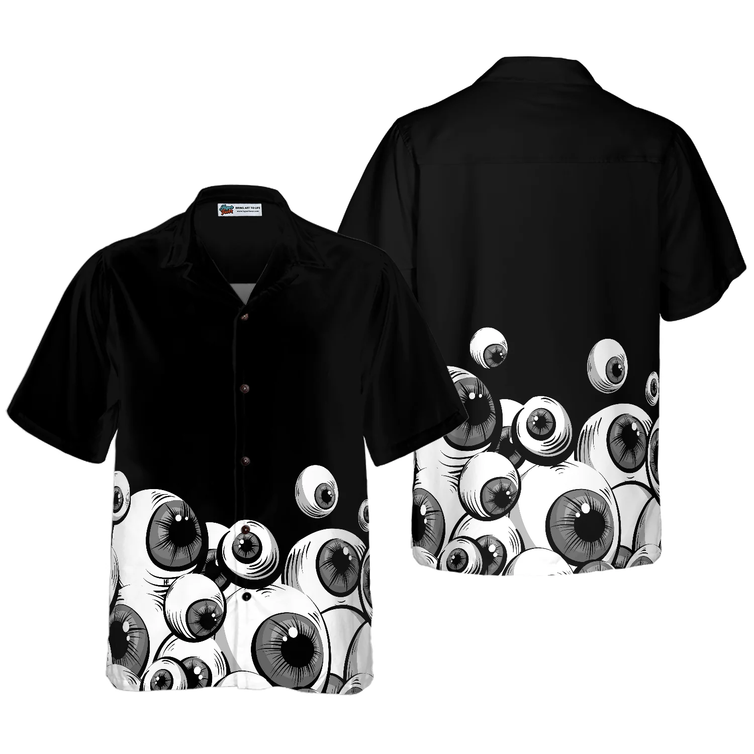 Half Shirt Scary Eyes Goth Hawaiian Shirt Aloha Shirt For Men and Women