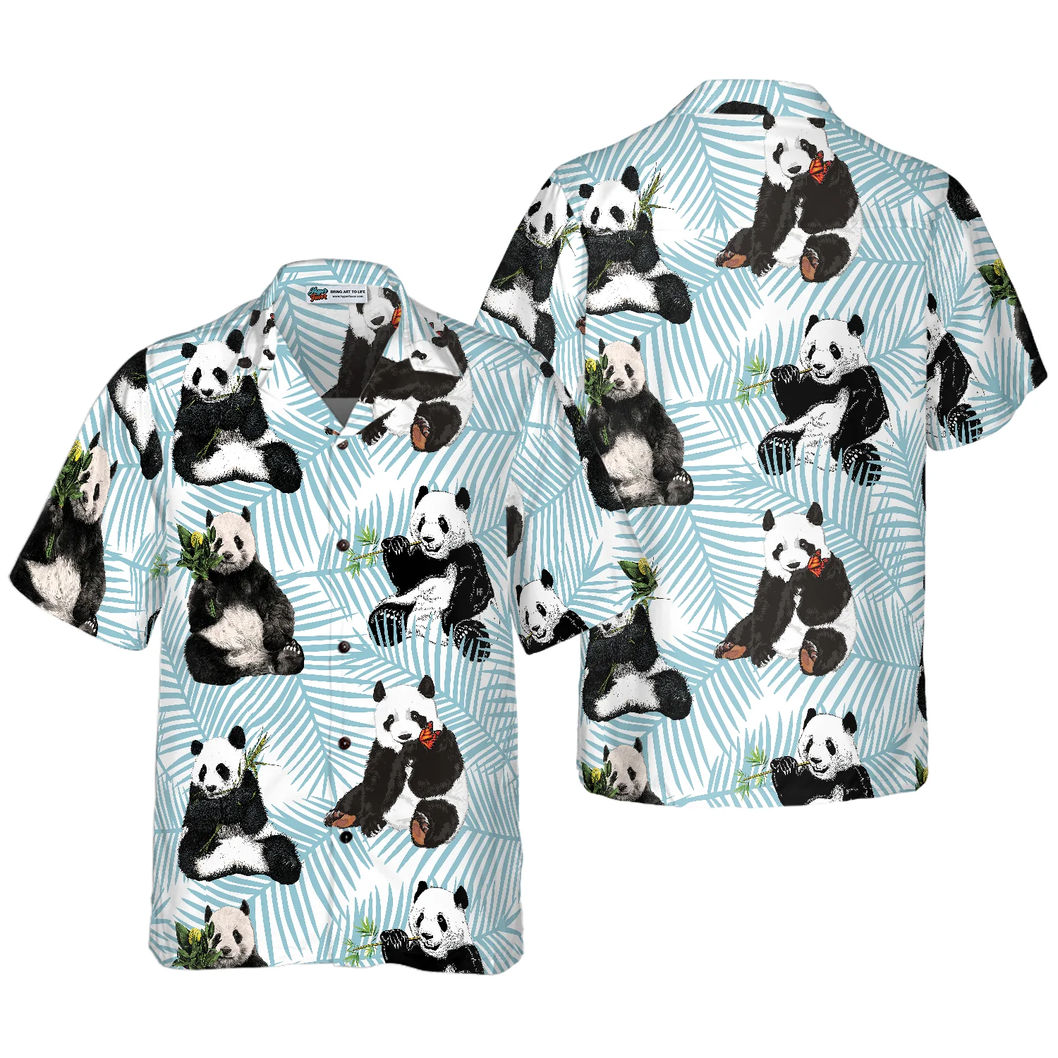 Panda On Palm Leaves Hawaiian Shirt Aloha Shirt For Men and Women