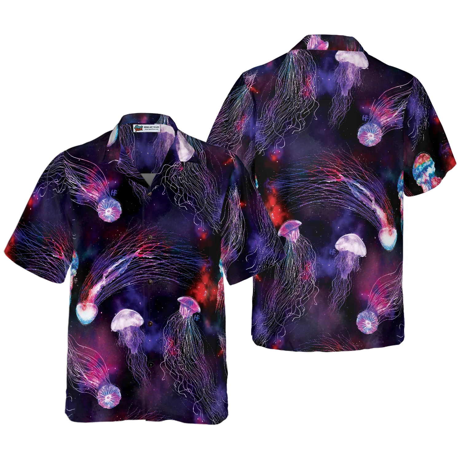 Bright Night Galaxy With Jellyfishes Hawaiian Shirt Aloha Shirt For Men and Women