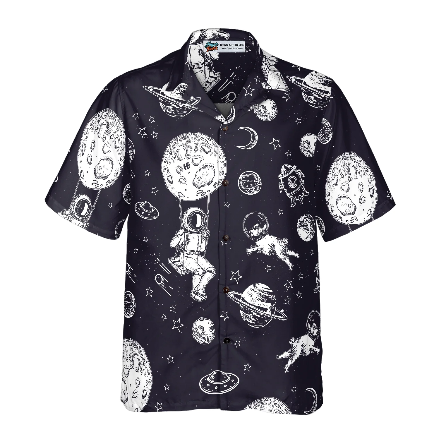 Astronaut And His French Bulldog Hawaiian Shirt Aloha Shirt For Men and Women