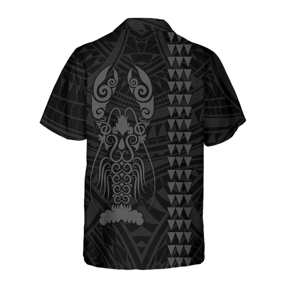 Polynesian Lobster Hawaiian Shirt Unique Black Lobster Shirt  Women Gift For Lobster Lovers Aloha Shirt For Men and Women