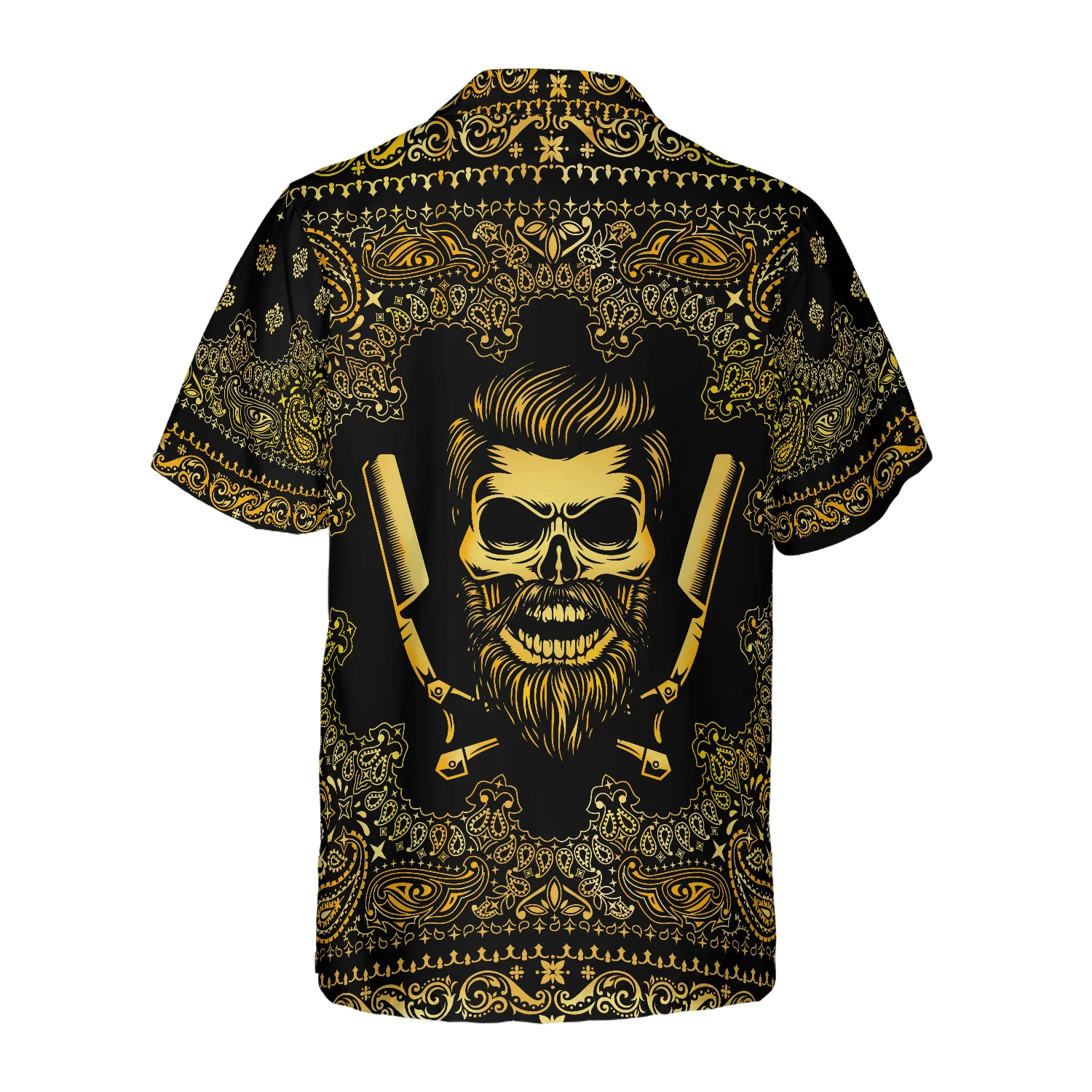 Barber Bandana Style Gold Hawaiian Shirt Aloha Shirt For Men and Women