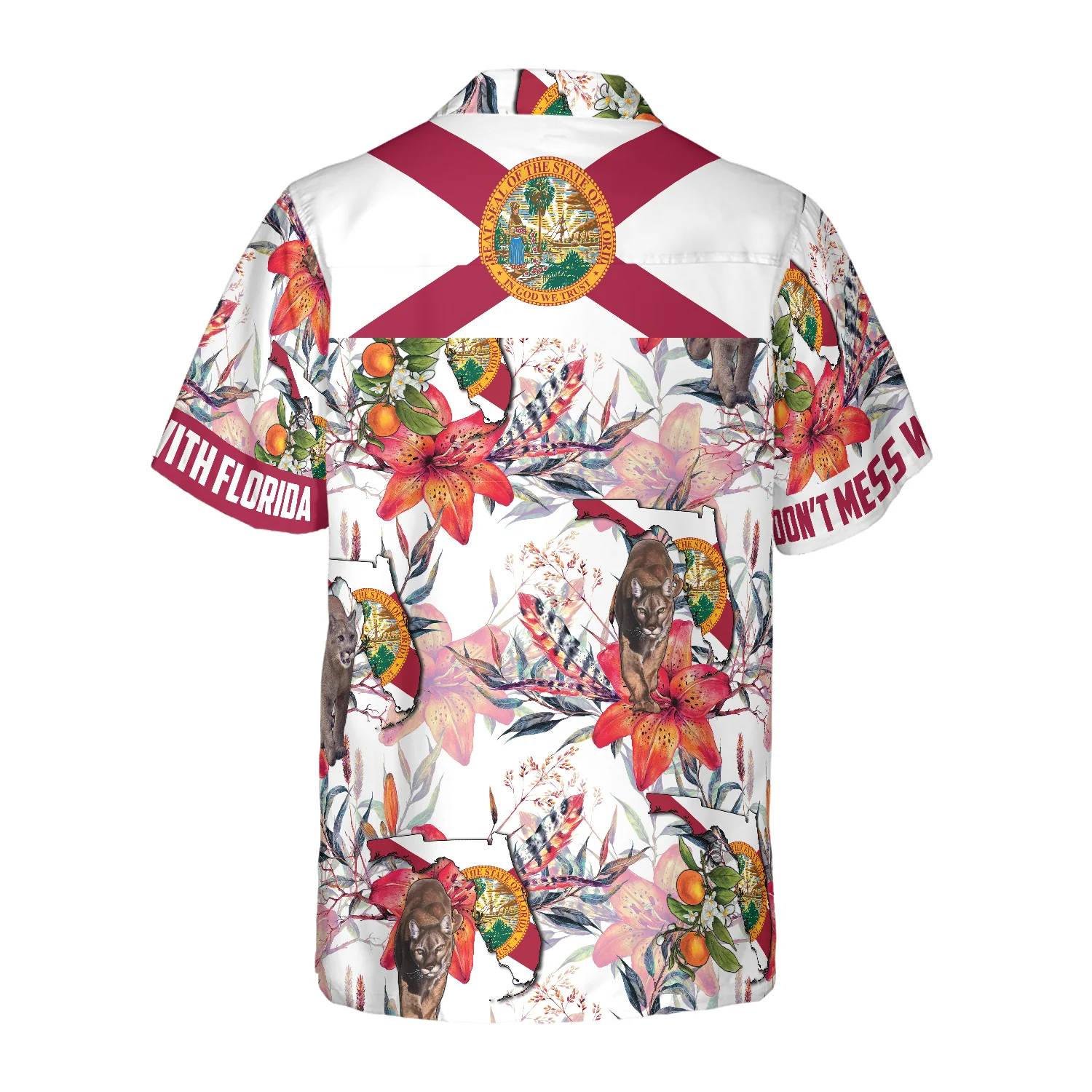 Florida Panther And Orange Blossom Hawaiian Shirt Aloha Shirt For Men and Women