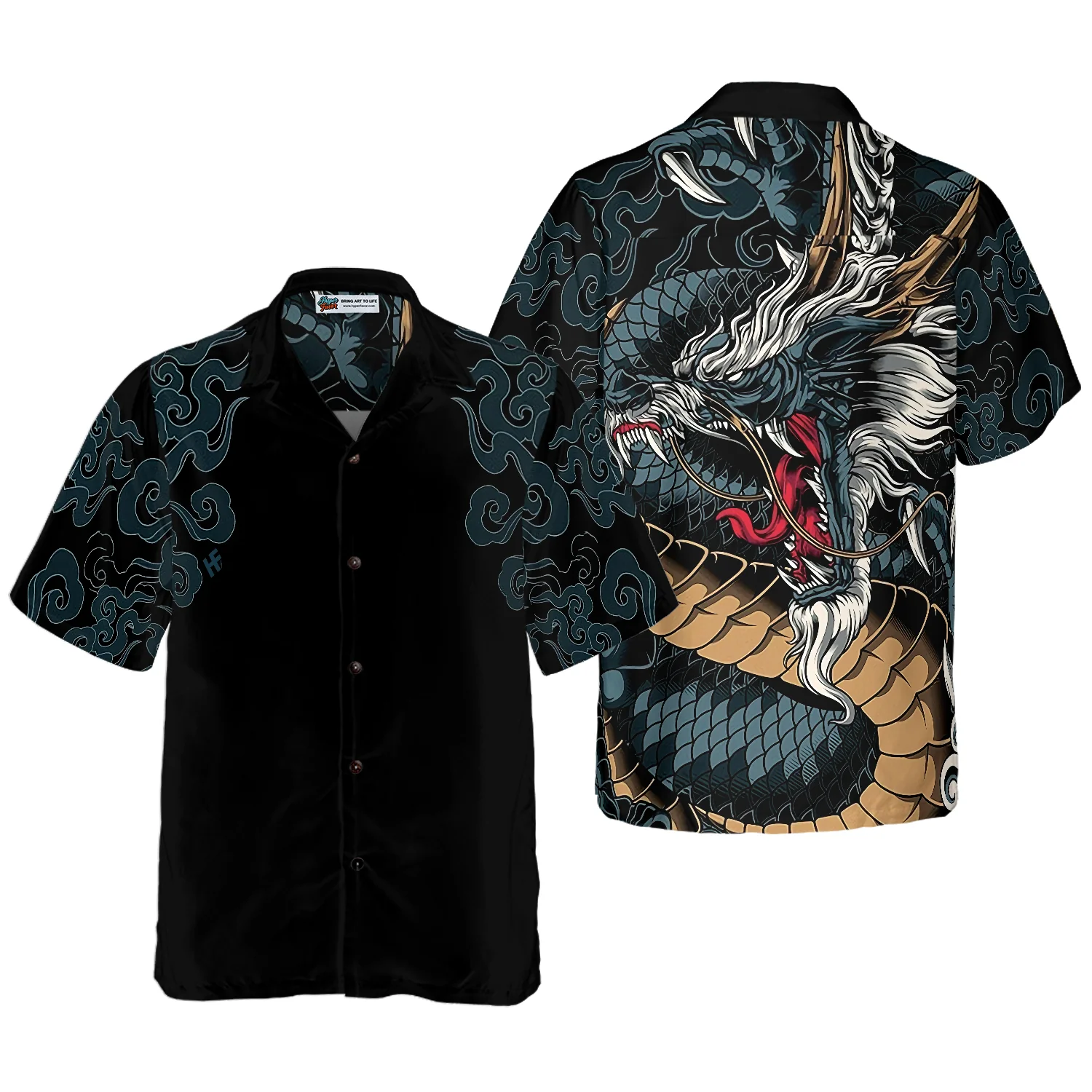 Kanagawa Dragon Hawaiian Shirt Aloha Shirt For Men and Women