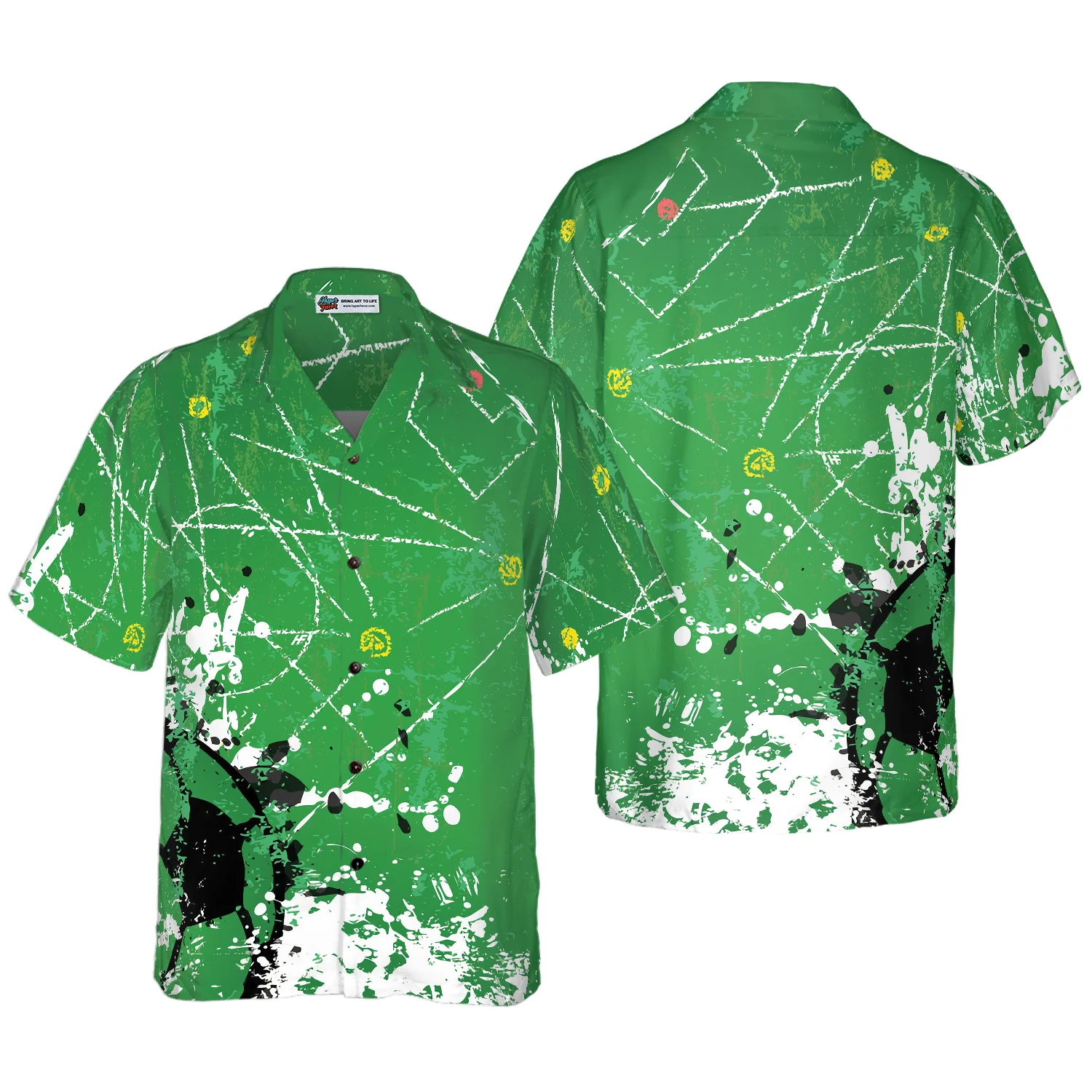 Soccer Green Background Hawaiian Shirt Aloha Shirt For Men and Women