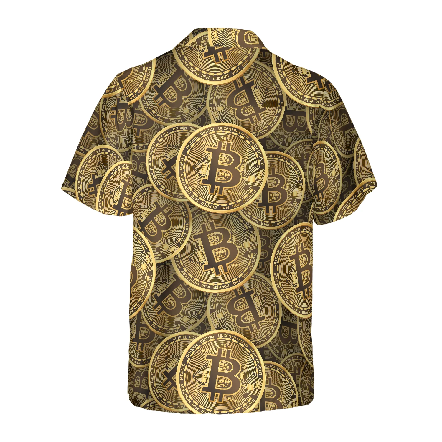 Realistic Seamless Bitcoin Cryptocurrency Hawaiian Shirt Aloha Shirt For Men and Women