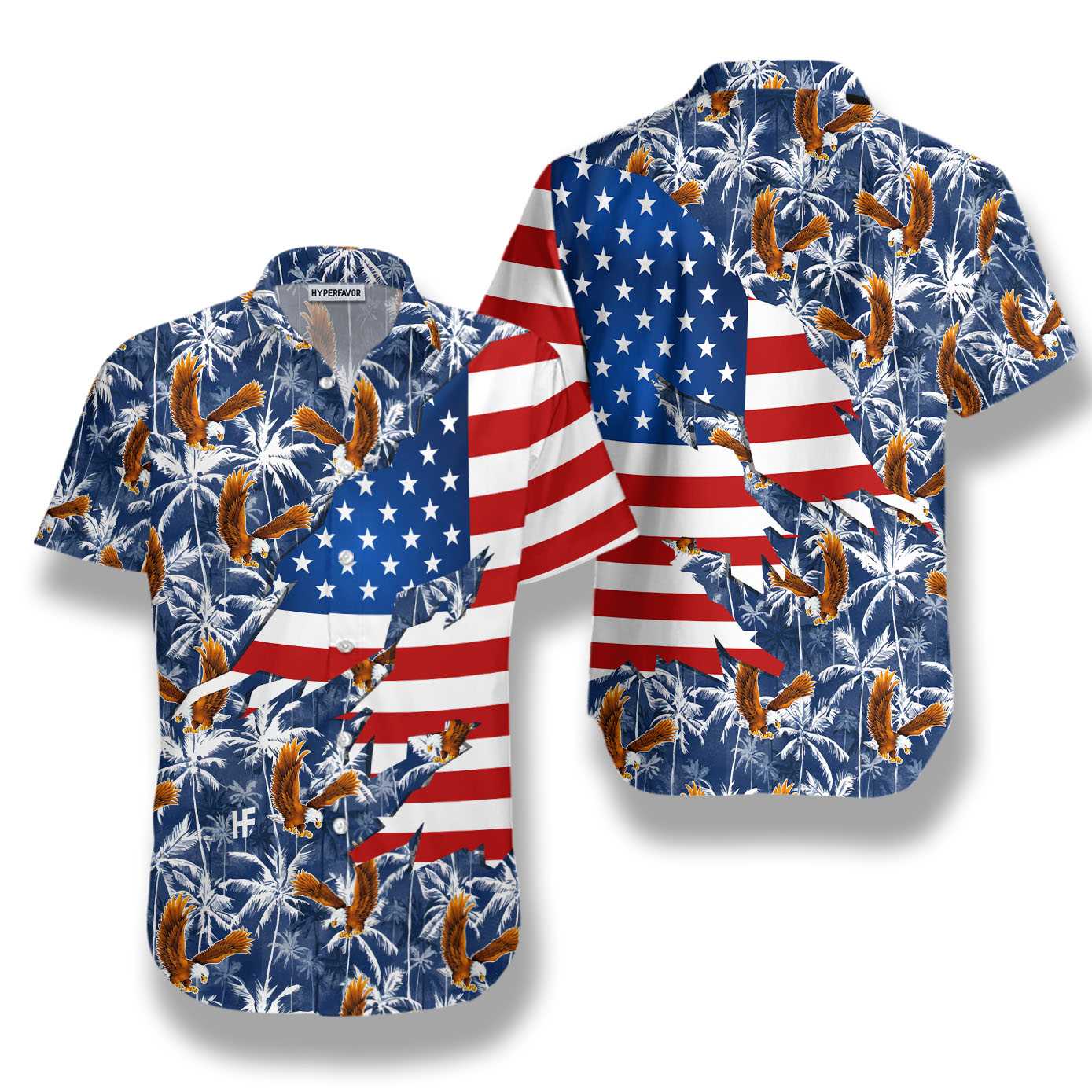 American Eagle Palm Tree Hawaiian Shirt Aloha Shirt For Men and Women