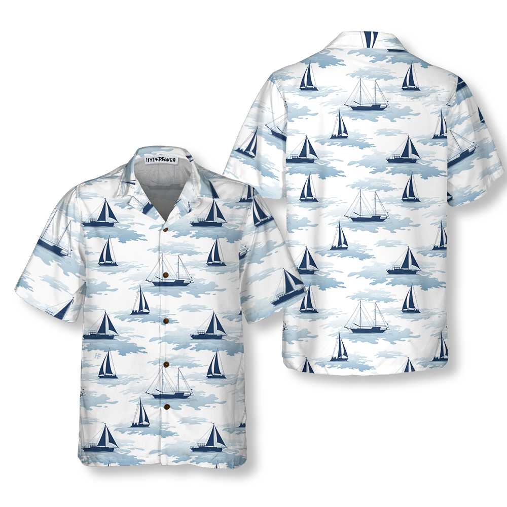 Sailboats Ships And Yachts Hawaiian Shirt Short Sleeve Sailboat Shirt Unique Nautical Shirt Aloha Shirt For Men and Women