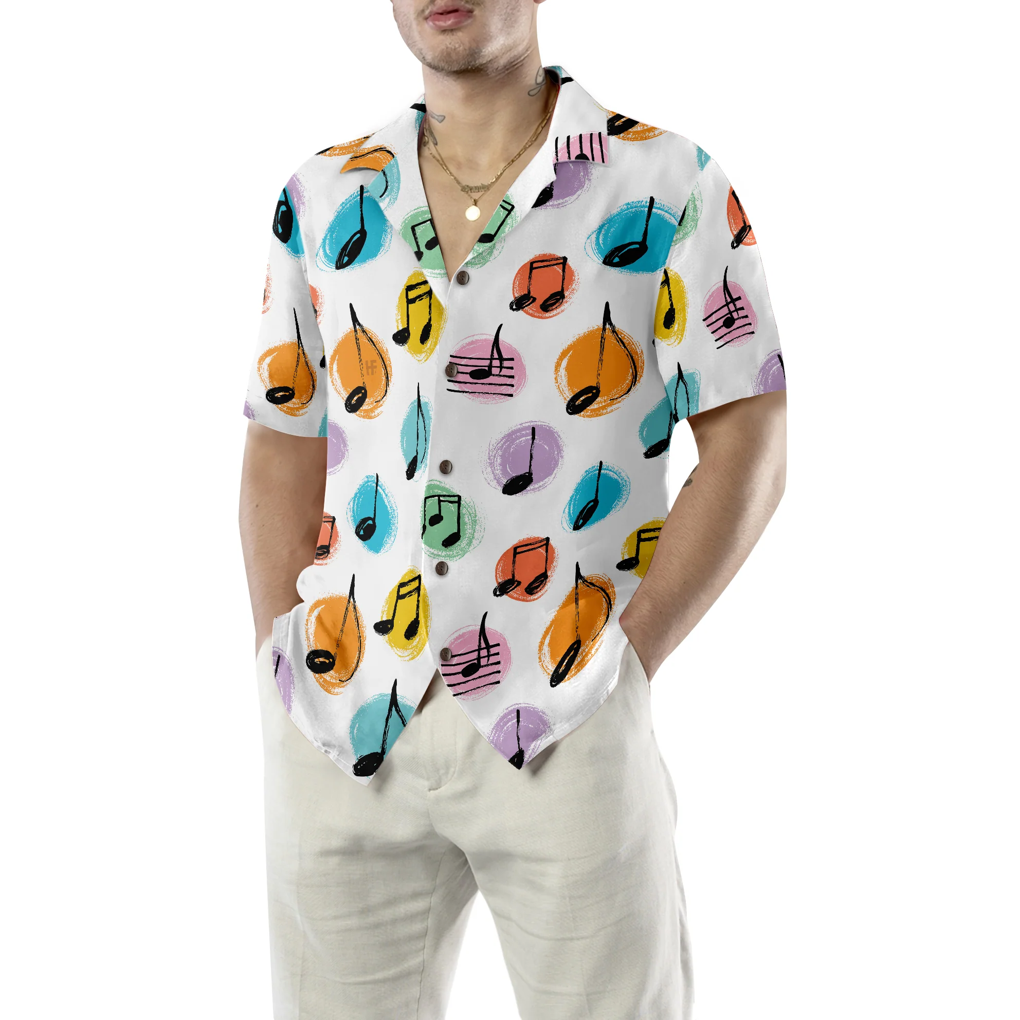 Music Note Seamless Pattern Hawaiian Shirt Aloha Shirt For Men and Women