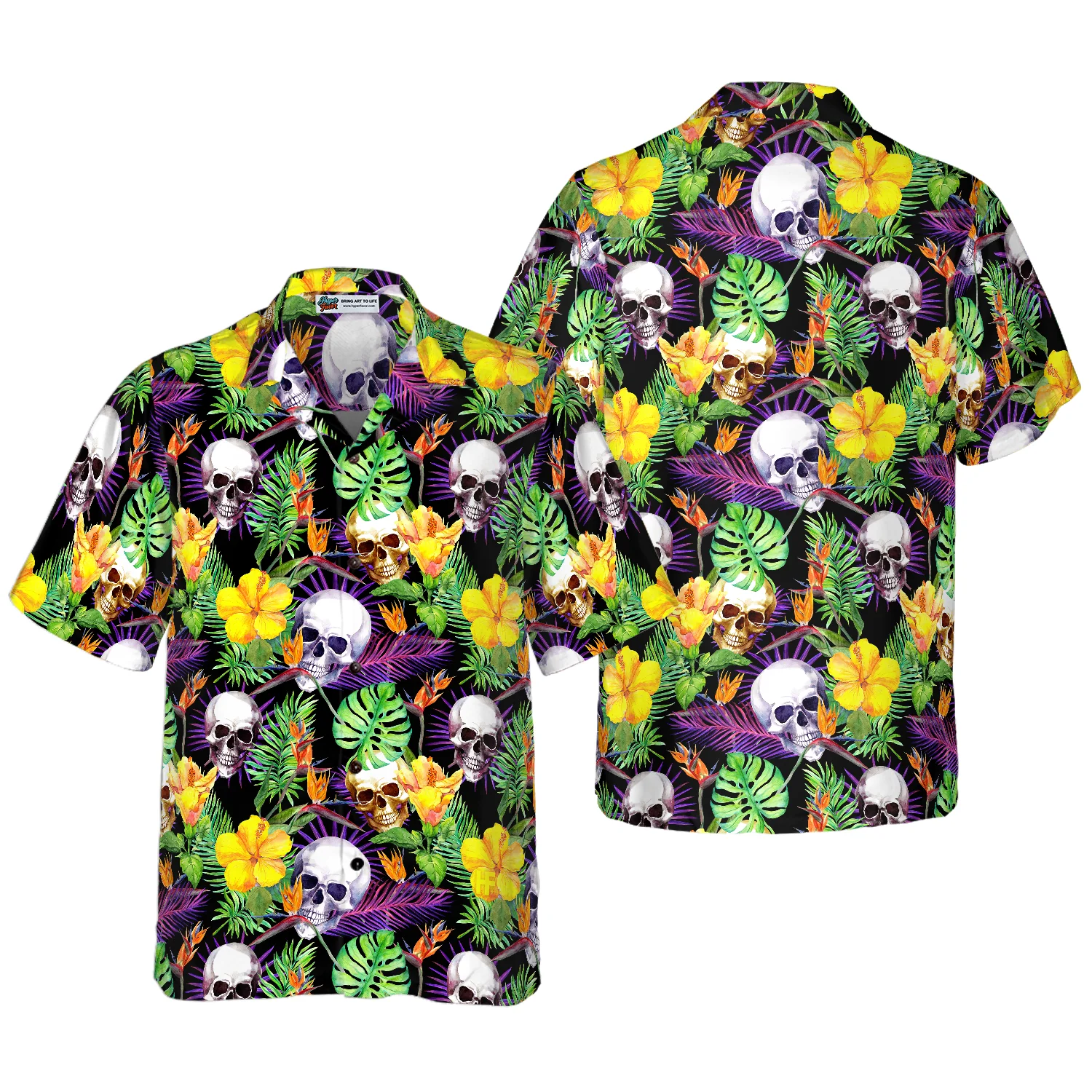 Skull Tropical Pattern Hawaiian Shirt Aloha Shirt For Men and Women