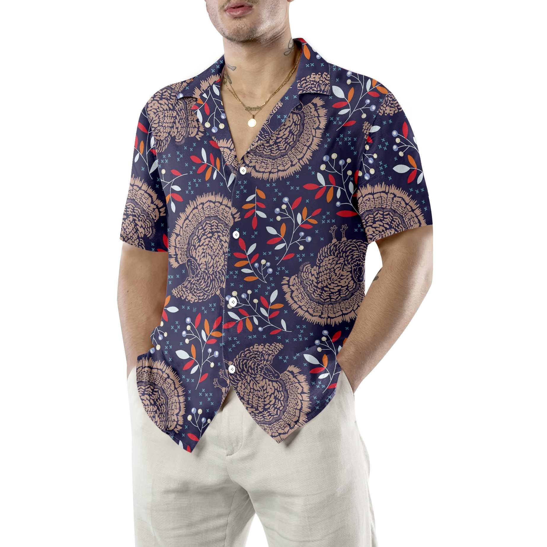 Turkey Thanksgiving Seamless Pattern Hawaiian Shirt Best Gift For Thankgiving Day Aloha Shirt For Men and Women