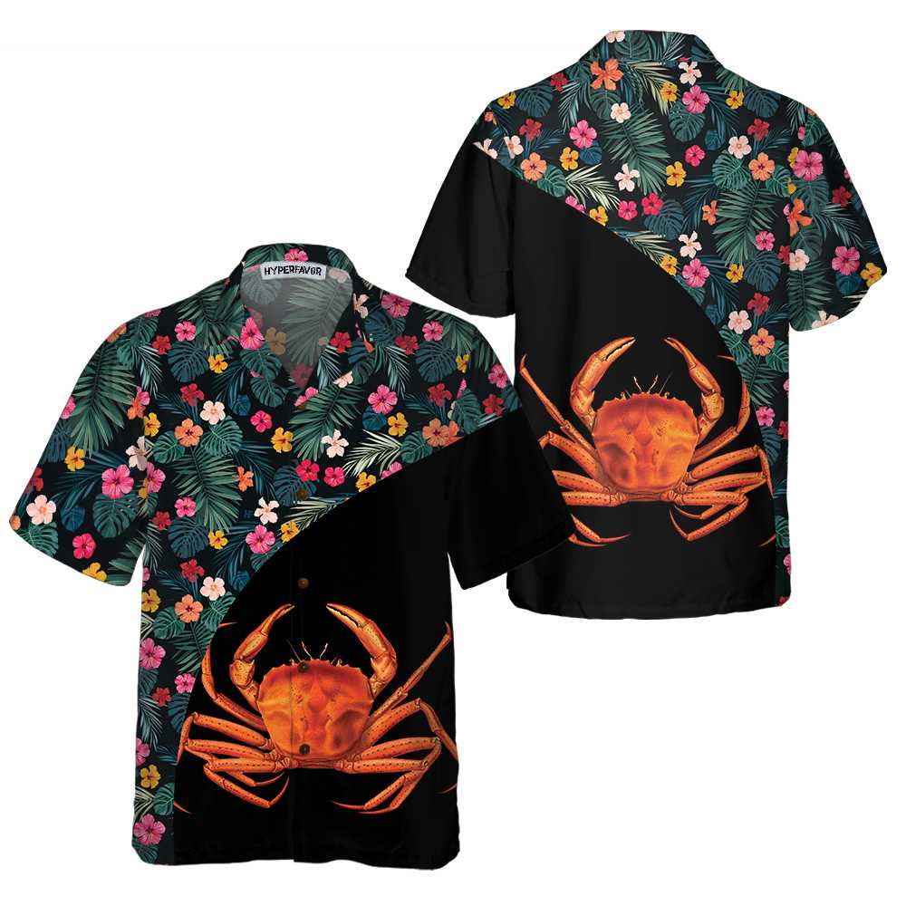 Crab  Flower Hawaiian Shirt Unique Crab Shirt Crab Print Shirt Aloha Shirt For Men and Women