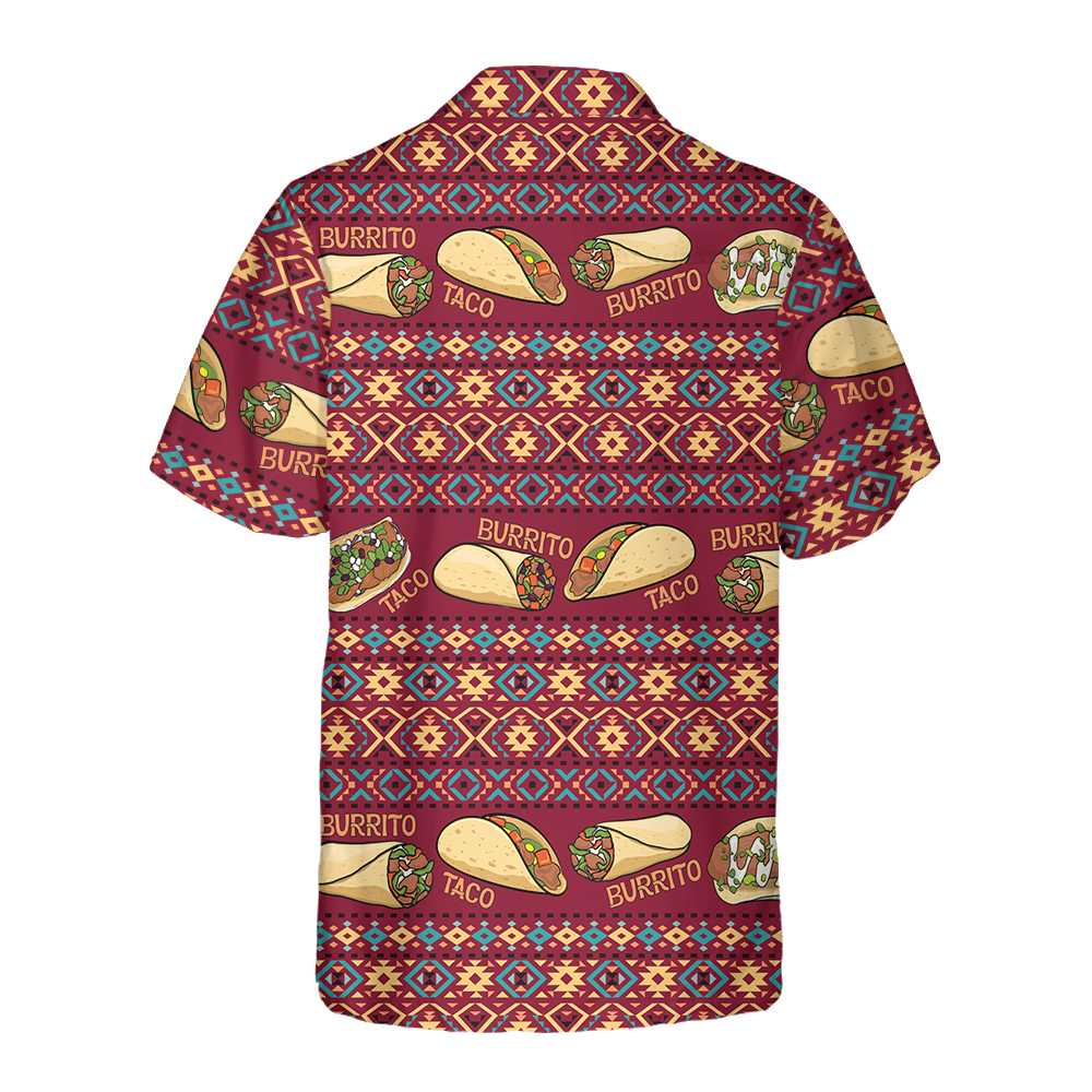 Burgundy Taco Mexican Folk Taco Hawaiian Shirt Funny Taco Shirts Taco Gift For Taco Lover Aloha Shirt For Men and Women