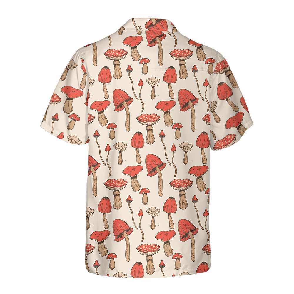 Autumn Mushrooms Hawaiian Shirt Short Sleeve Mushtroom Shirt  Women Aloha Shirt For Men and Women