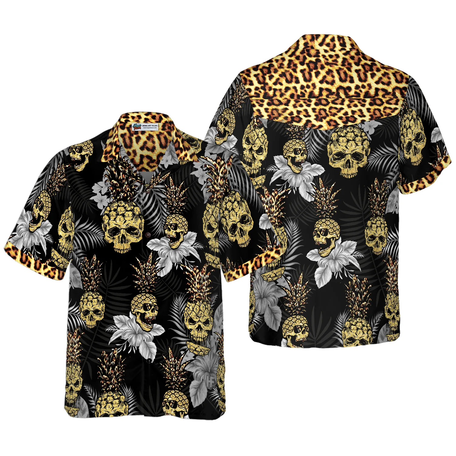 Pine Apple Skull Leopard Tropical Hawaiian Shirt Aloha Shirt For Men and Women