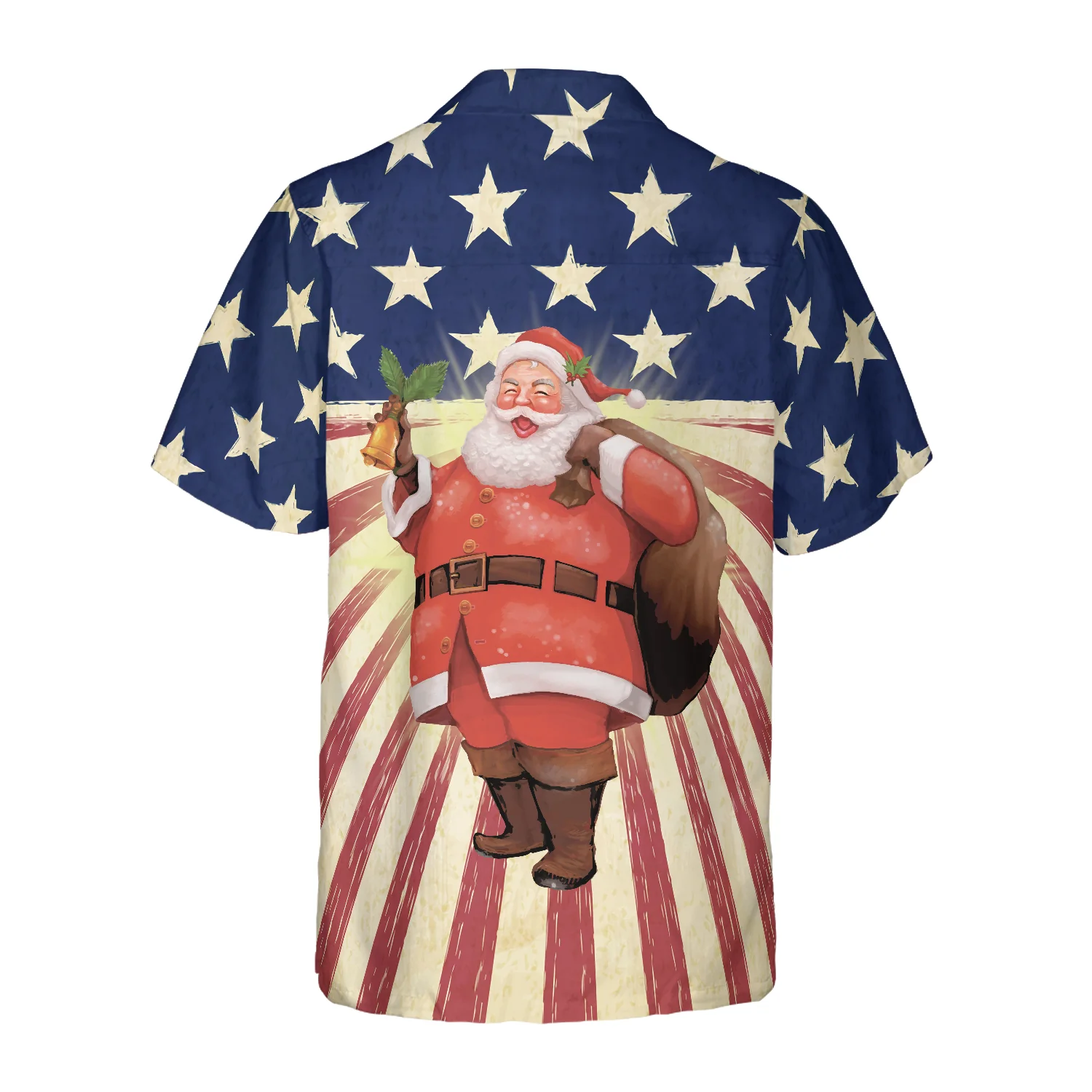 Hyperfavor Santa Christmas Santa America  Hawaiian shirt Christmas Shirts Short Sleeve Button Down Shirt Aloha Shirt For Men and Women