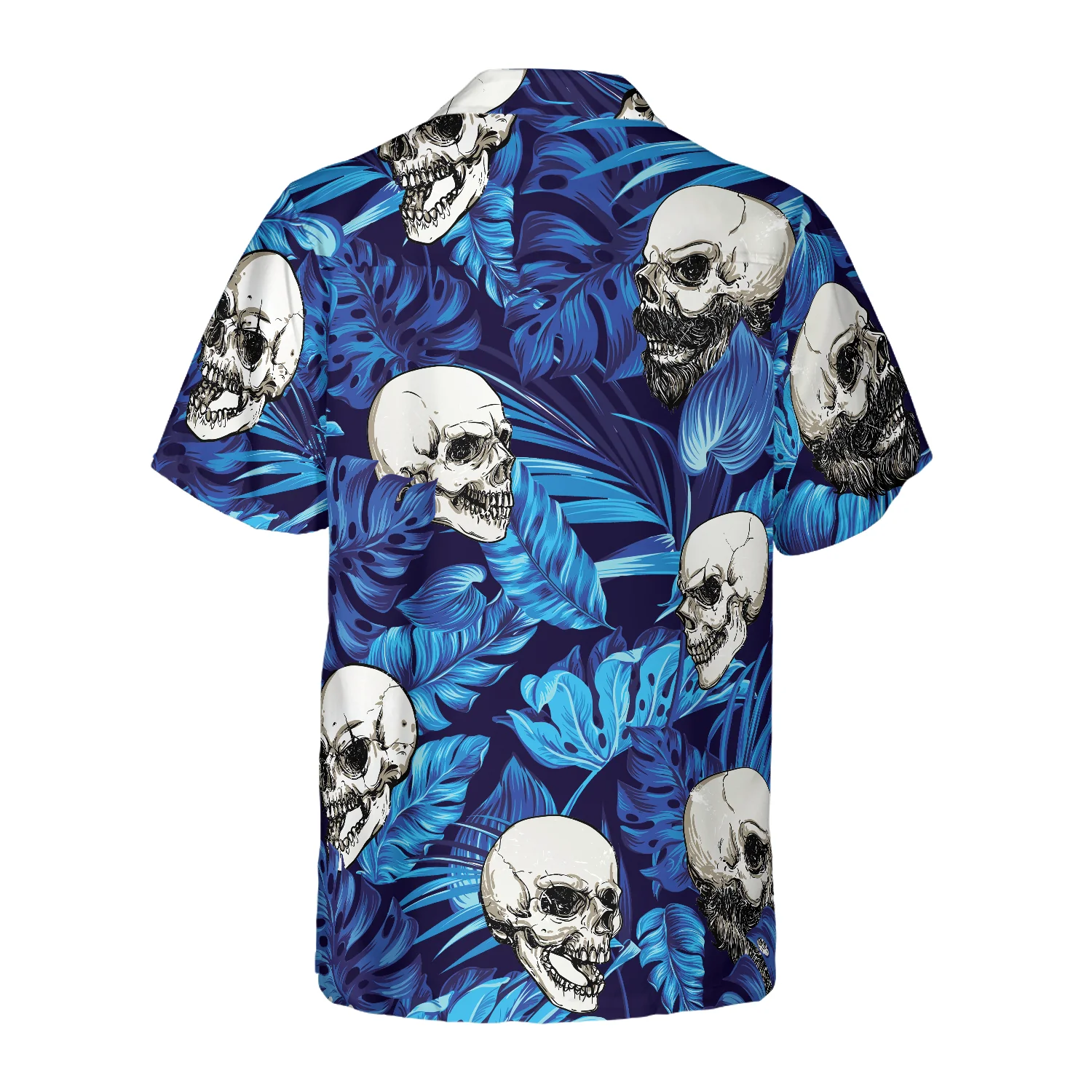 Blue Tropical Floral Summer And Skull Hawaiian Shirt Aloha Shirt For Men and Women