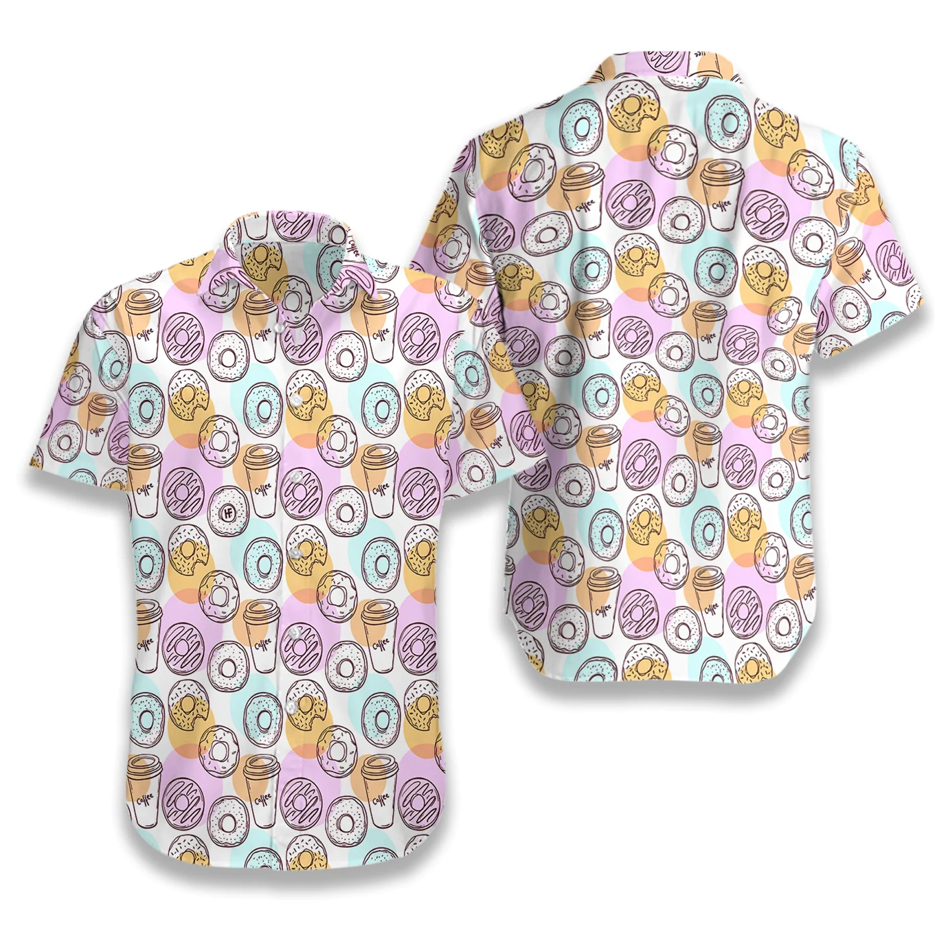 Donut And Coffee Seamless Pattern Hawaiian Shirt Aloha Shirt For Men and Women