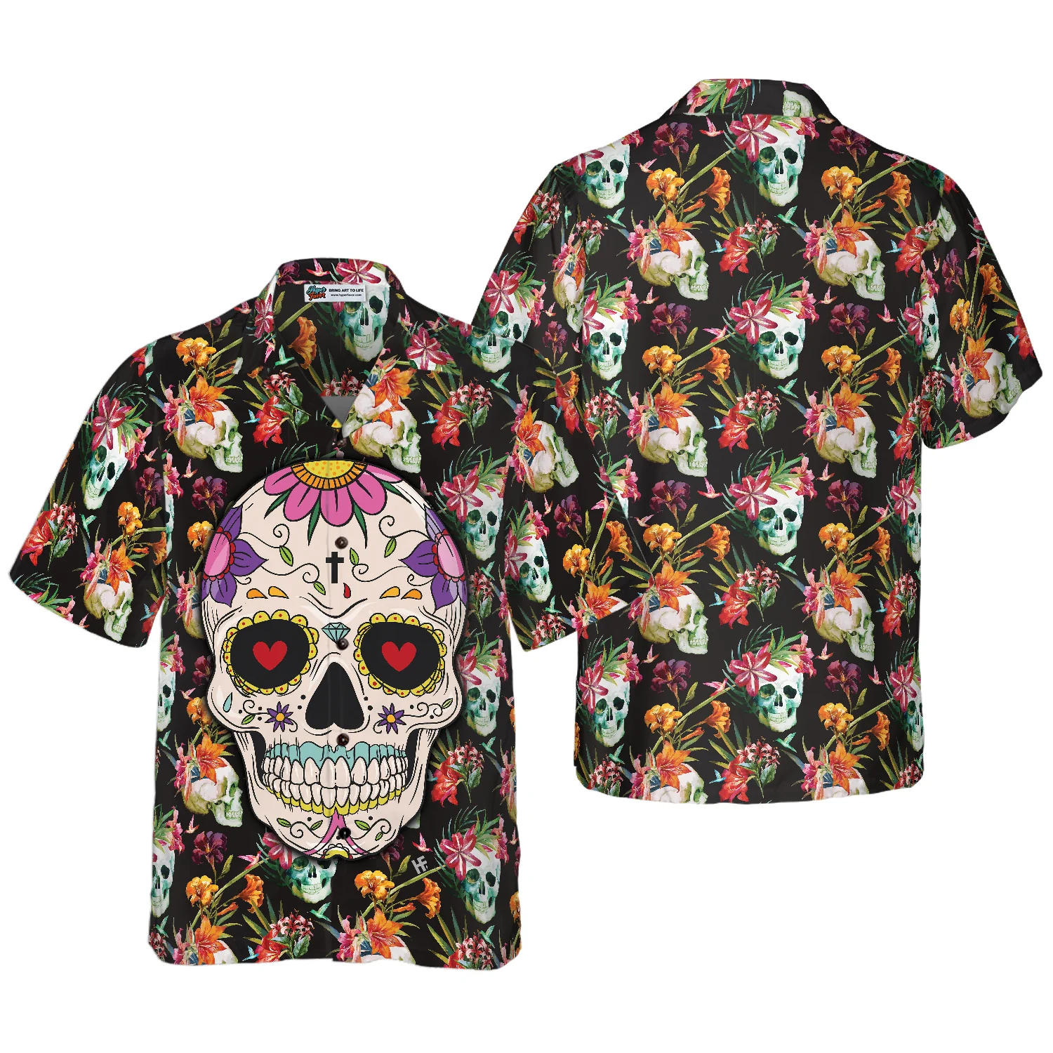 The Tropical Floral Skull Hawaiian Shirt Aloha Shirt For Men and Women