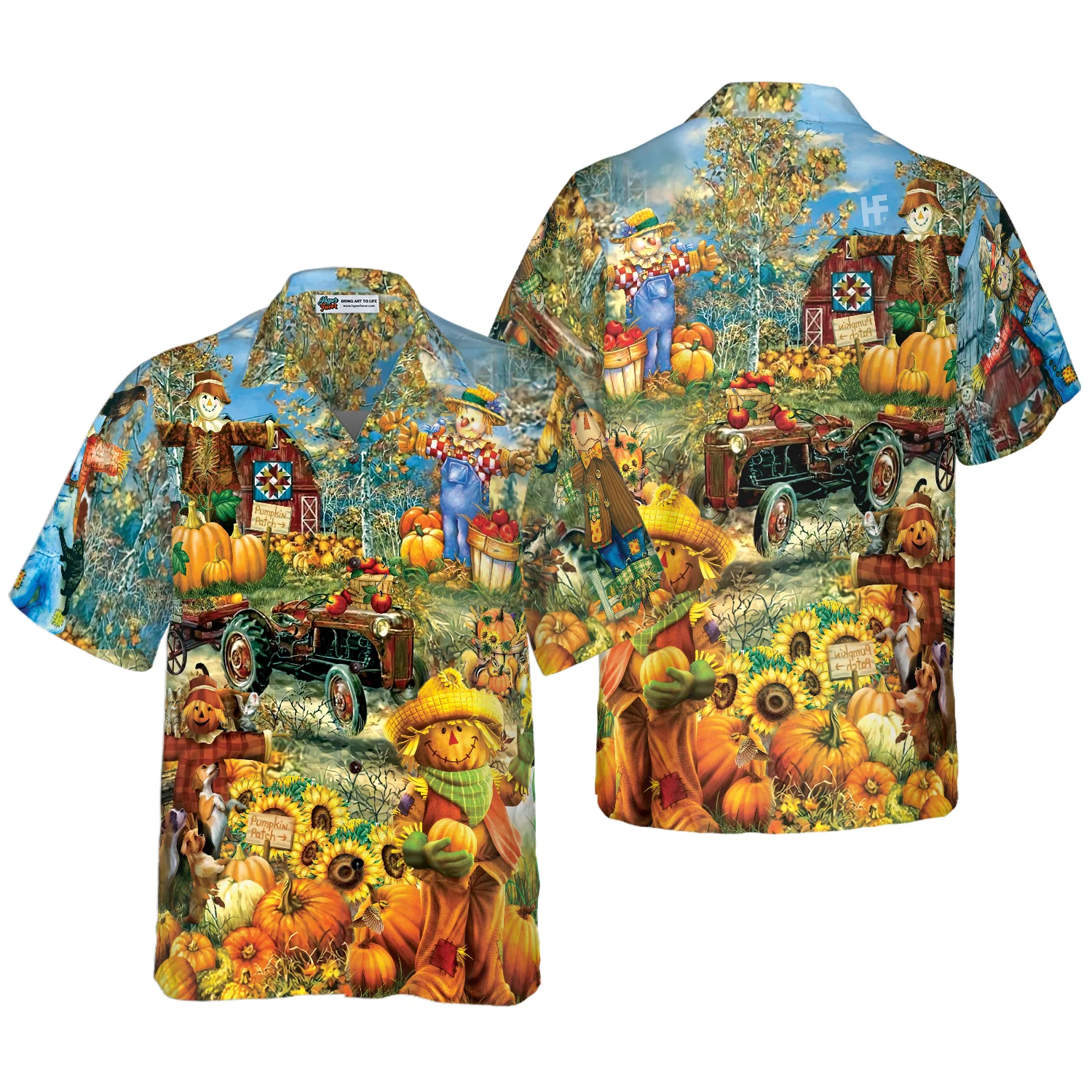 Smiley Pumpkin On The Farm Thanksgiving Hawaiian Shirt Unique Thanksgiving Gift Idea Aloha Shirt For Men and Women