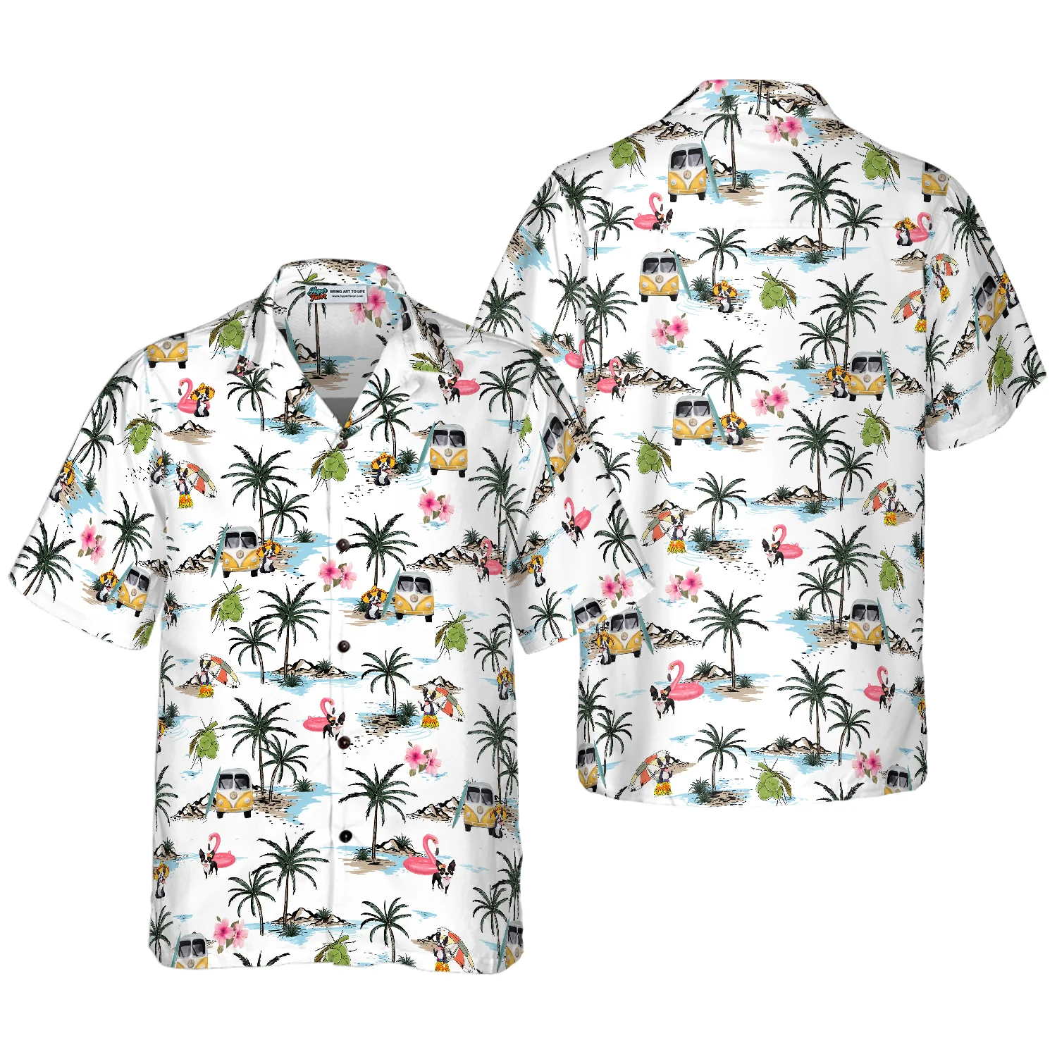 Boston Terrier hawaii Hawaiian Shirt Aloha Shirt For Men and Women