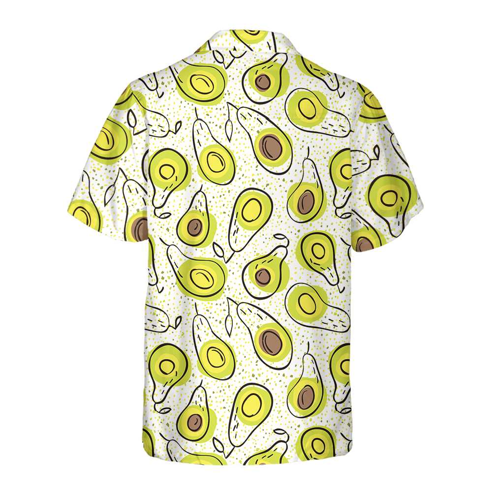 Hand Drawn Avocado Pattern Hawaiian Shirt Funny Avocado Shirt Short Sleeve Avocado Print Shirt Aloha Shirt For Men and Women