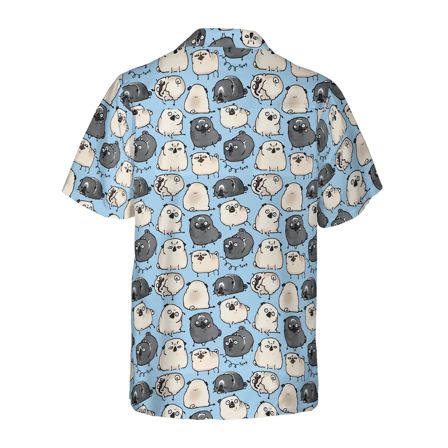 Pug Poses Blue Shirt Hawaiian Shirt Aloha Shirt For Men and Women