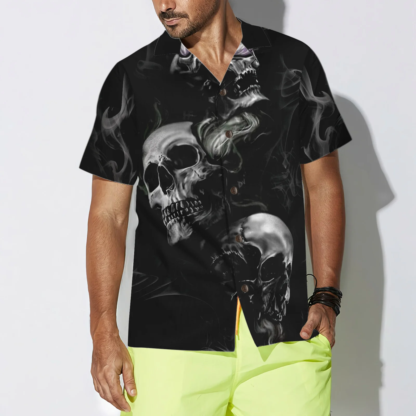 Luxury Skull Smoke Hawaiian Shirt Aloha Shirt For Men and Women