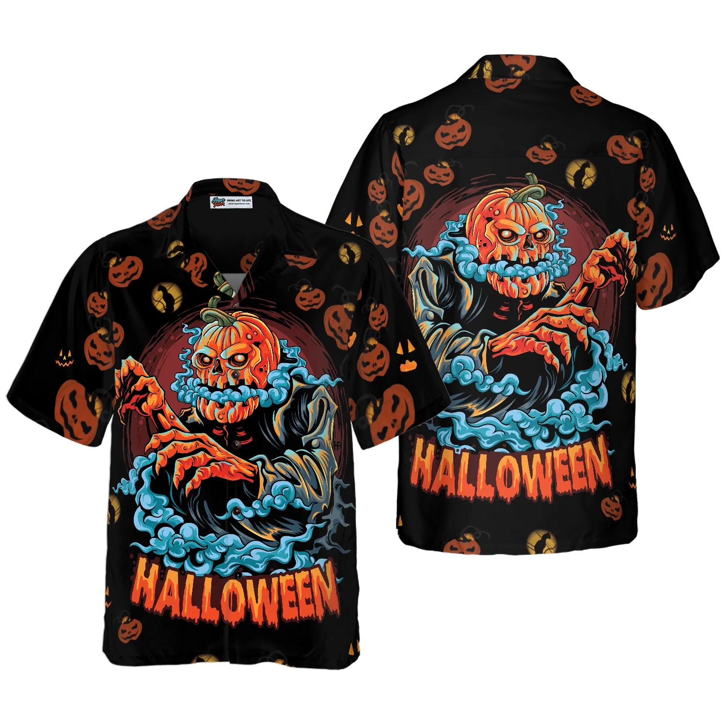 Scary Pumpkin For Halloween Night Hawaiian Shirt Aloha Shirt For Men and Women