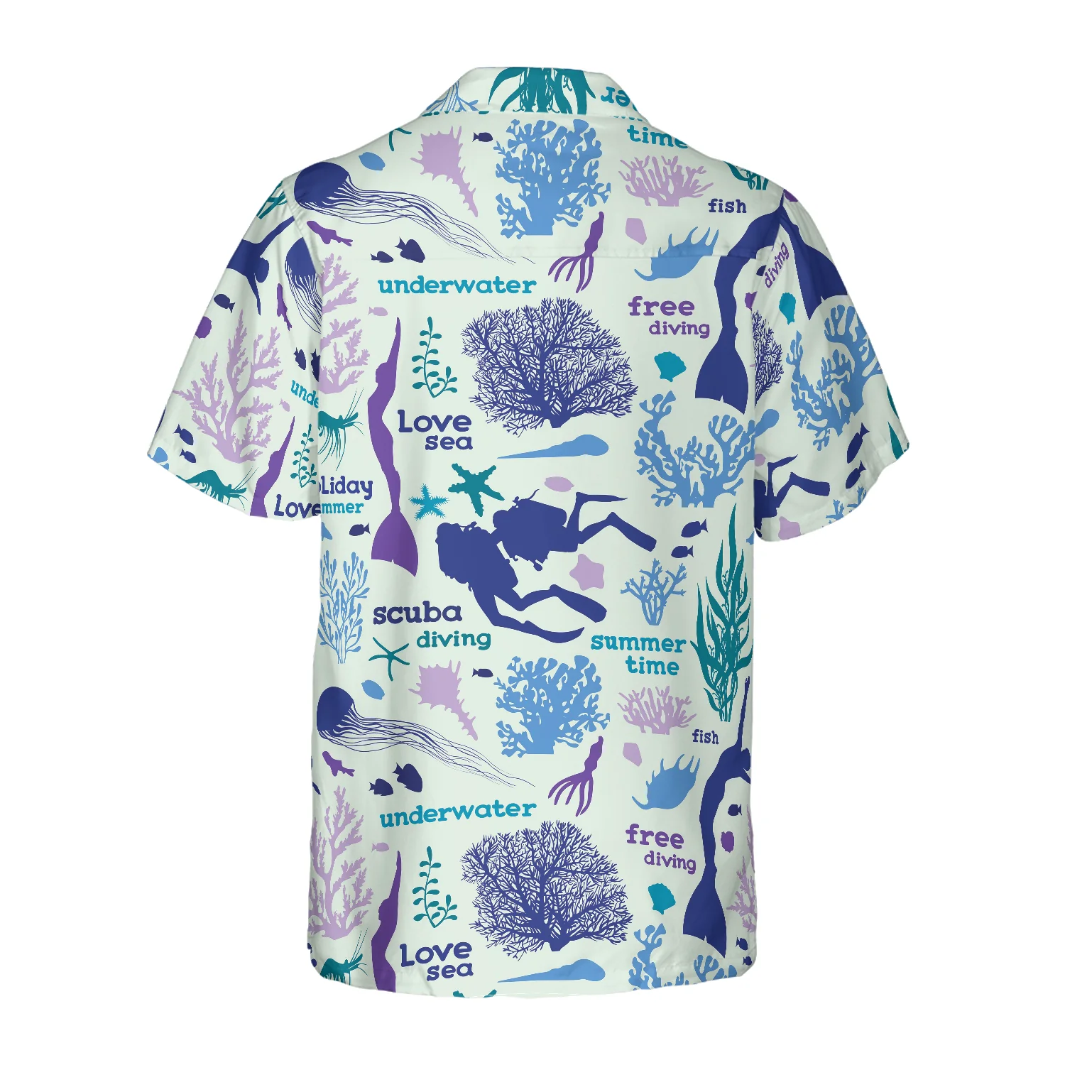 Scuba Diver And Sea Pattern V1 Hawaiian Shirt Aloha Shirt For Men and Women