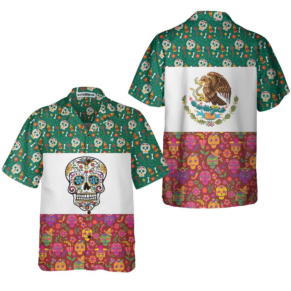 Mexico Flag Dia De Los Muertos Sugar Skull Hawaiian Shirt Best Day Of The Dead Gift Aloha Shirt For Men and Women