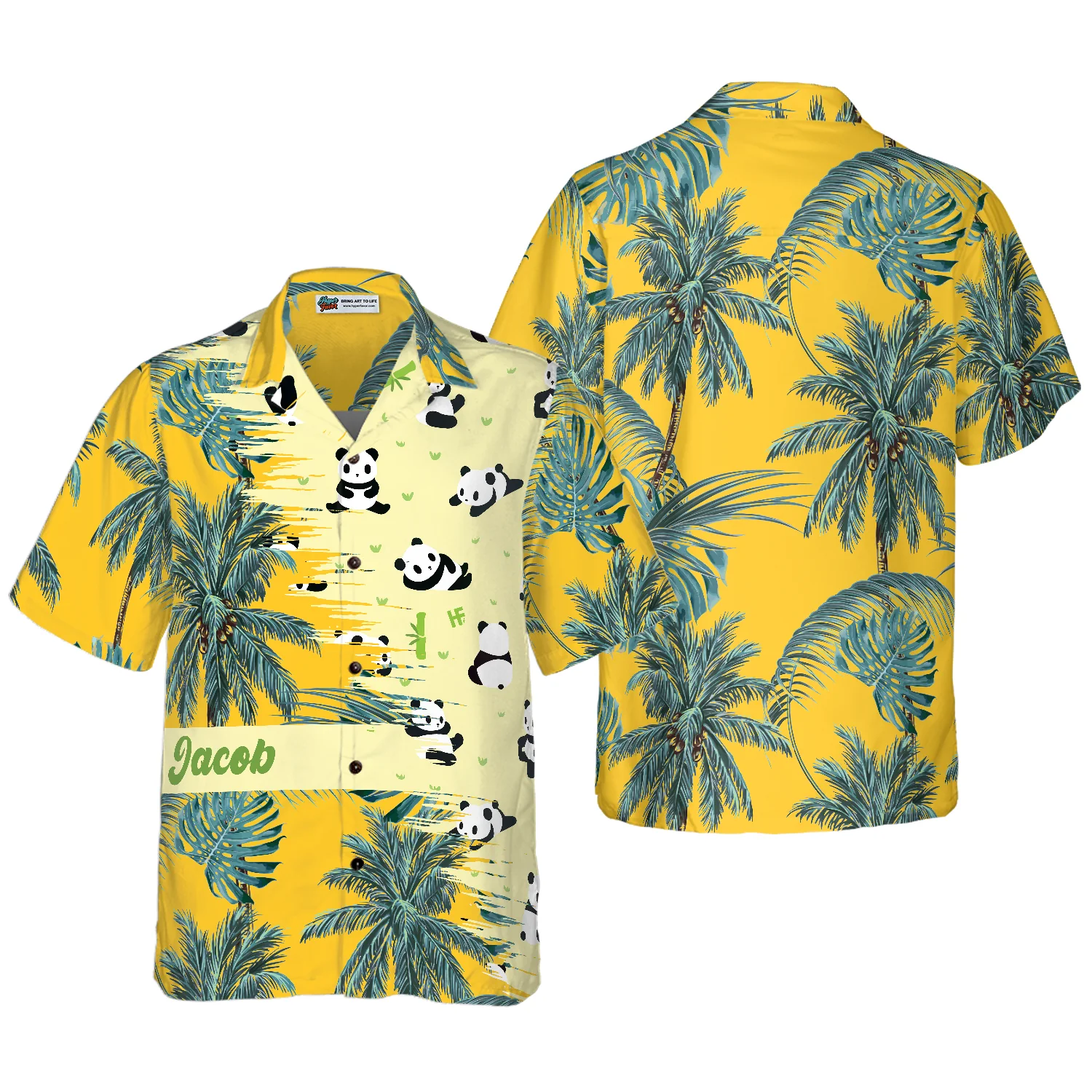 Panda Yellow Tropical Custom Hawaiian Shirt Aloha Shirt For Men and Women