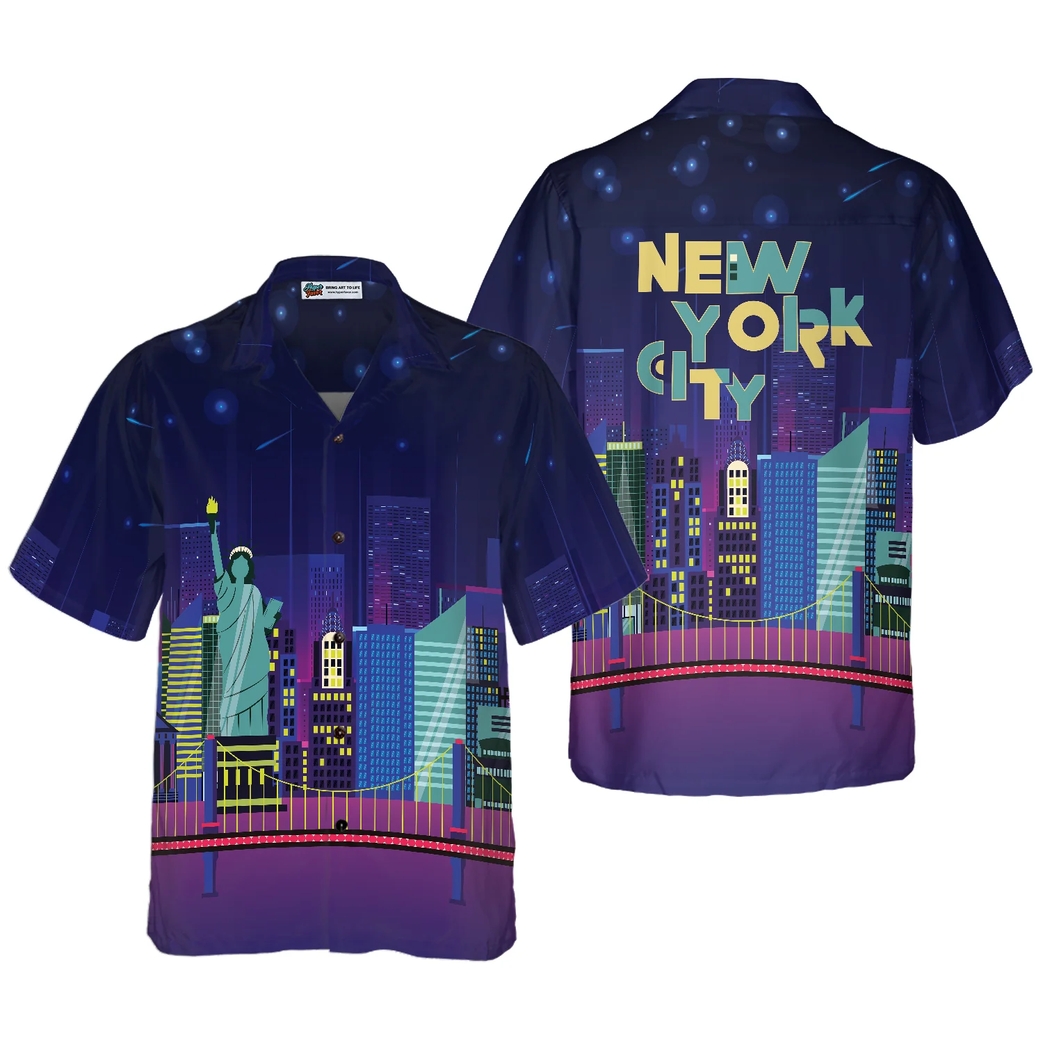 New York City By Night Hawaiian Shirt Aloha Shirt For Men and Women