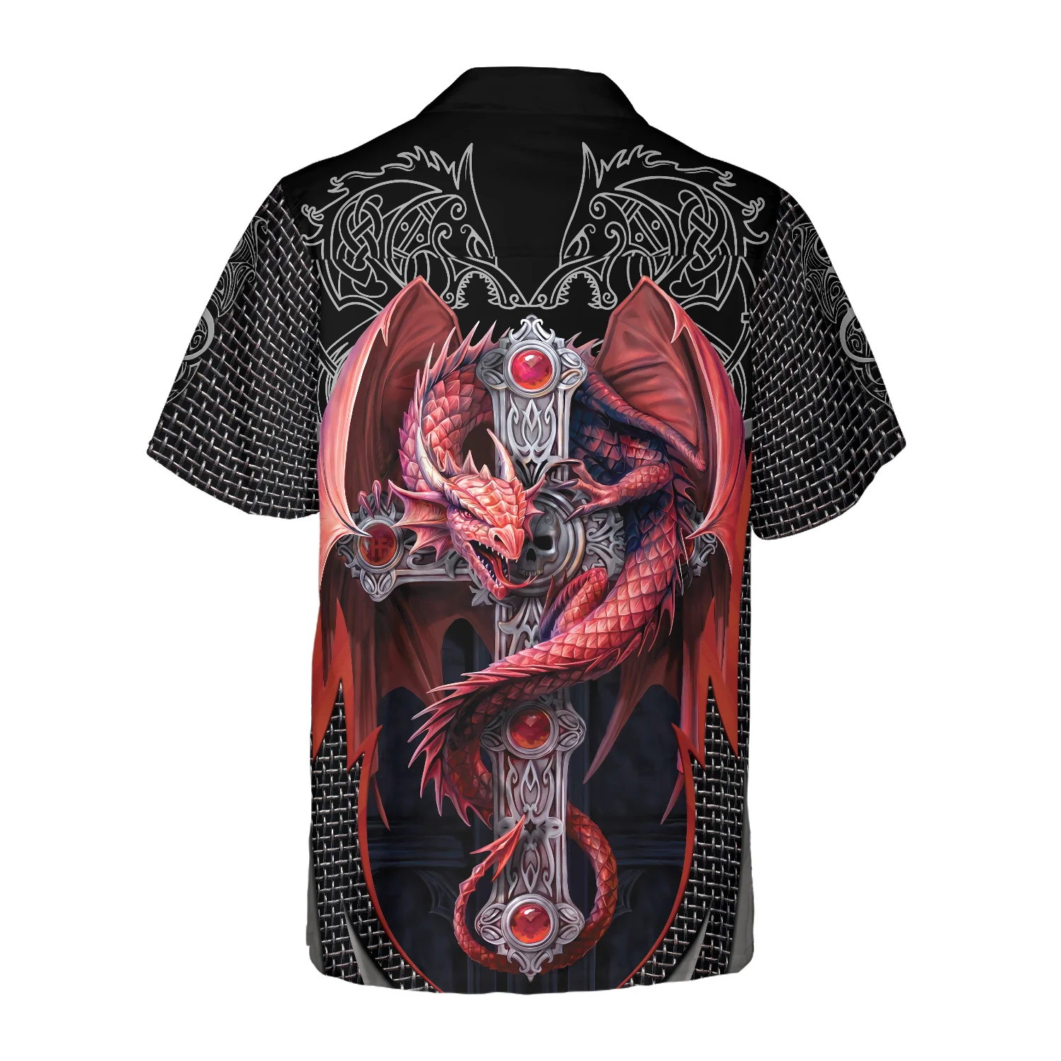 Fire Gothic Dragon Hawaiian Shirt Aloha Shirt For Men and Women