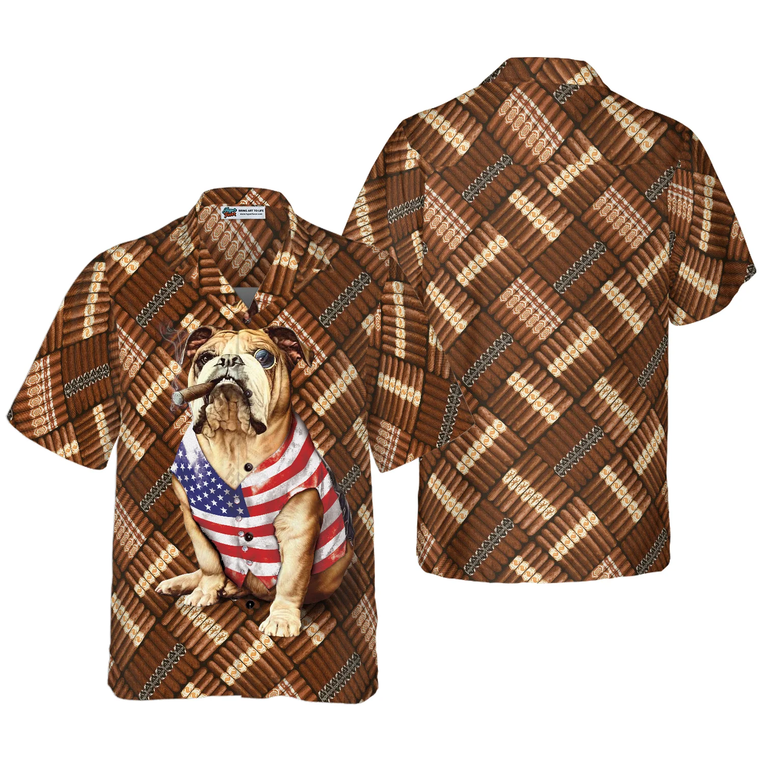 Cigar And American Bulldog Shirt Hawaiian Shirt Aloha Shirt For Men and Women